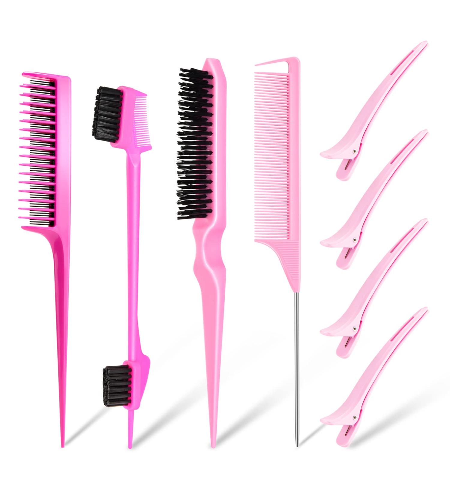 8PCS Hair Brush Comb Set - Pink Hair Brushes for Women, Kids, and Babies - Buy Online on SooperMarket.com