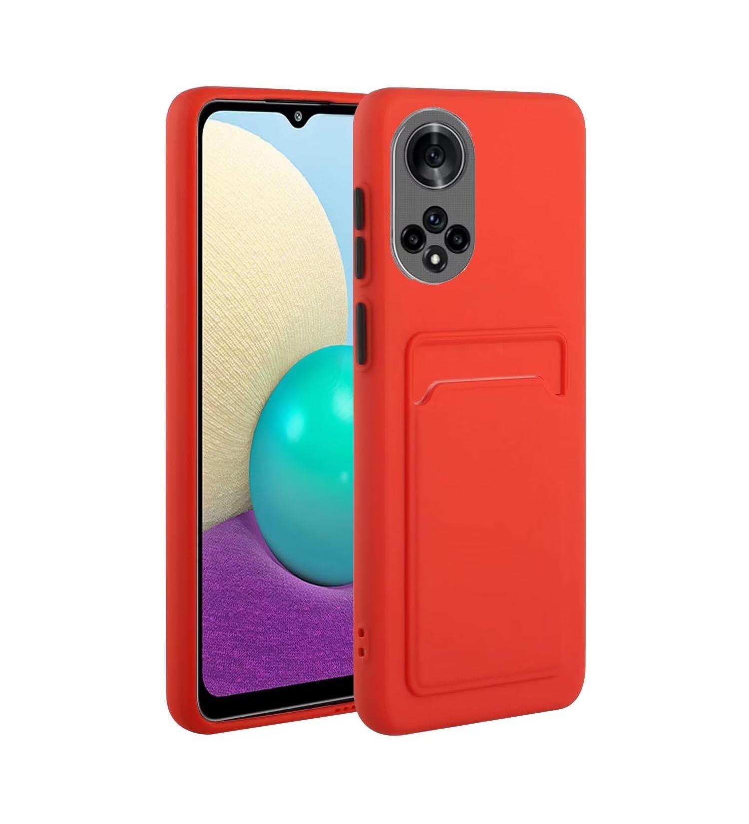 Buy Tivenfezk Nadoli Silicone Case for Honor 50 - Ultra Thin Shockproof Scratch-Resistant with Credit Card Holder - Red TPU Mobile Phone Cover - Buy Online on SooperMarket.com