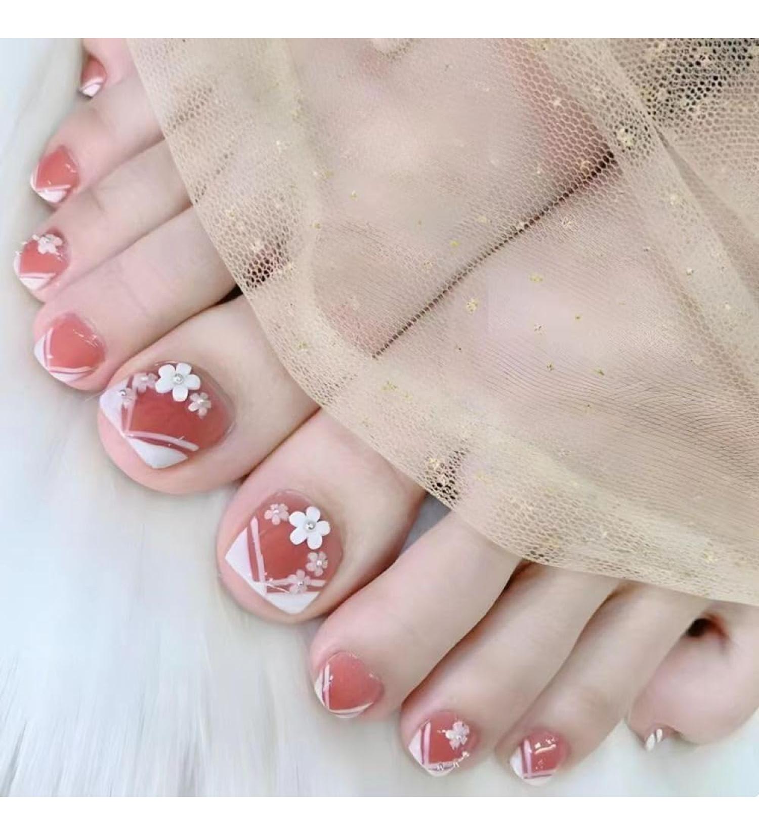 Decorative nail pieces pure desire to wear nail pieces toenails and toenails French nail pieces flowers and fake toenails. - Buy Online on SooperMarket.com