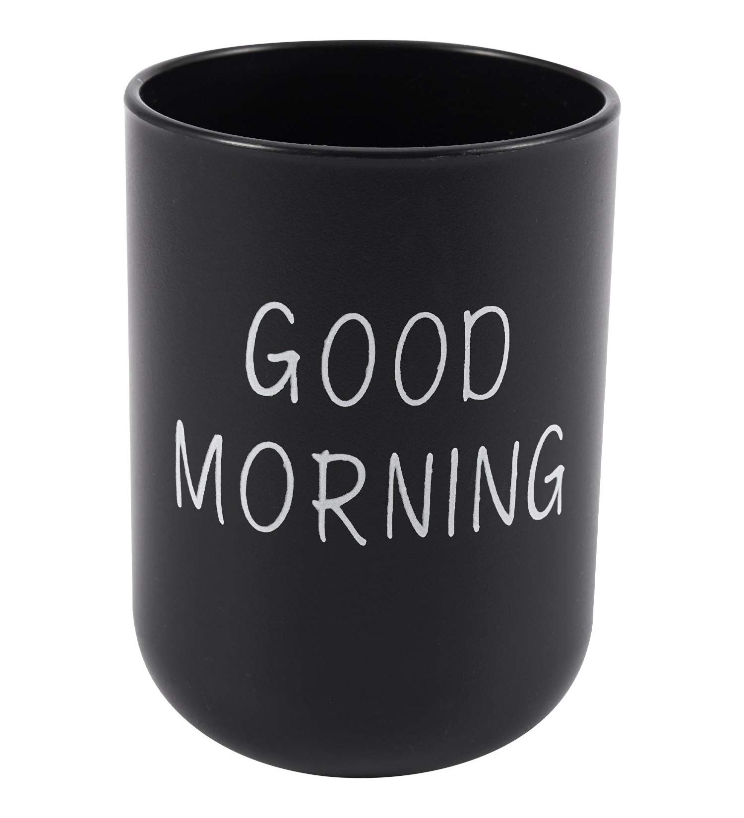 Sunroot Home Bathroom Toothbrush Holder & Toothpaste Mug - Round PP Drinking Glass for Travel & Camping - Black - Buy Online on SooperMarket.com