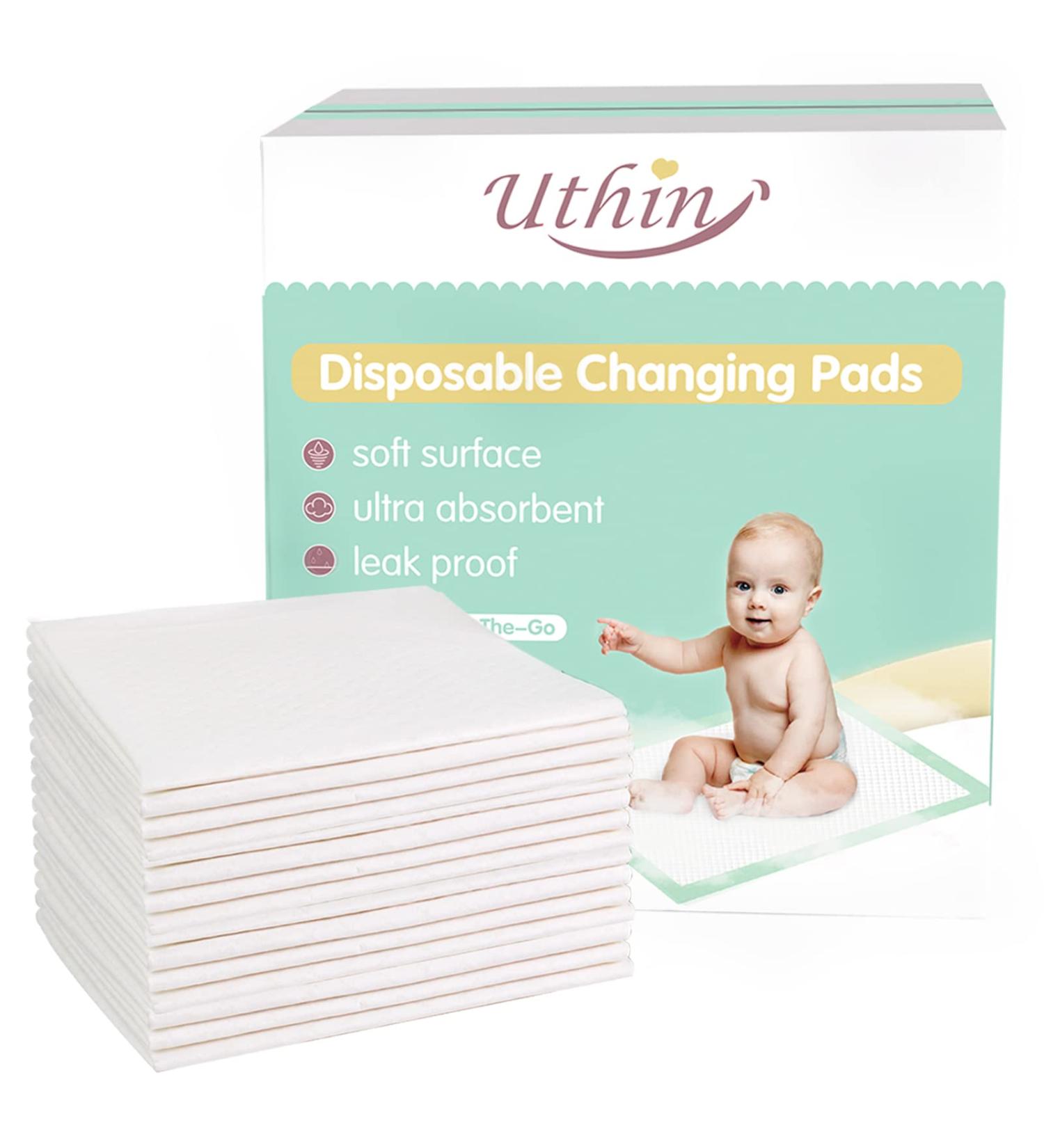 UTHIN Disposable Changing Pads for Baby - 50 Count, 18x26 - Waterproof & Absorbent Table Protector for Diaper Changes at Home or Travel - Buy Online on SooperMarket.com