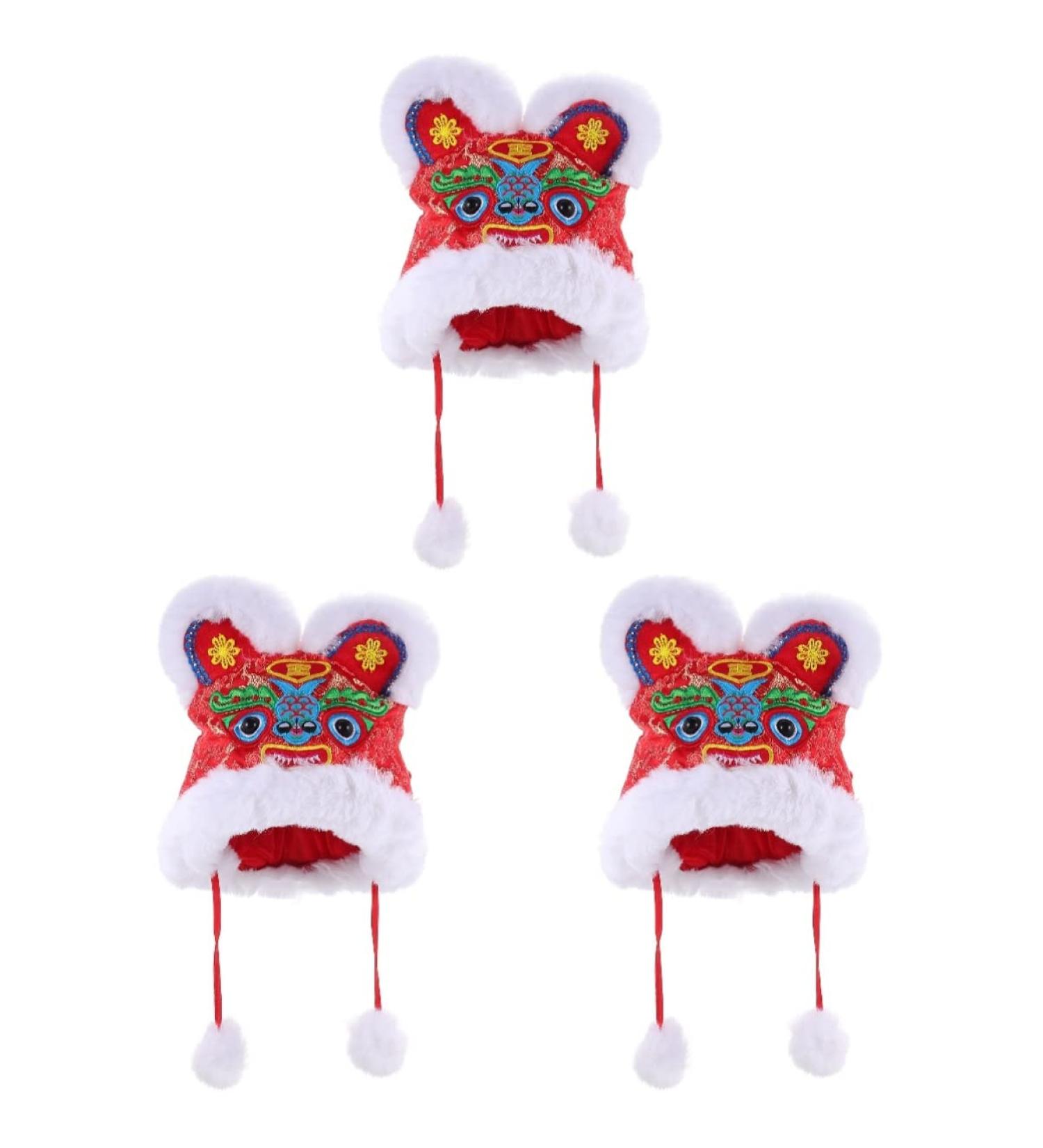 Gadpiparty 2pcs Chinese Hat Kids Chinese New Year Hat Warm Hat Spring Festival Photo Props 31X30X4CM - Buy Online on SooperMarket.com