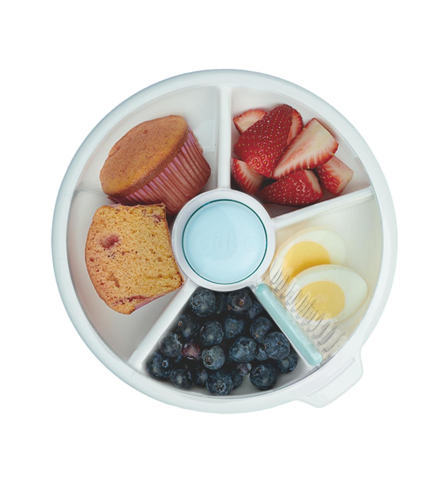 GoBe Kids Large Snack Spinner Bundle - Reusable 4-Compartment Dispenser with Hand Strap, Sticker Sheet | BPA-Free, Dishwasher Safe, No Spill Leakproof - Buy Online on SooperMarket.com