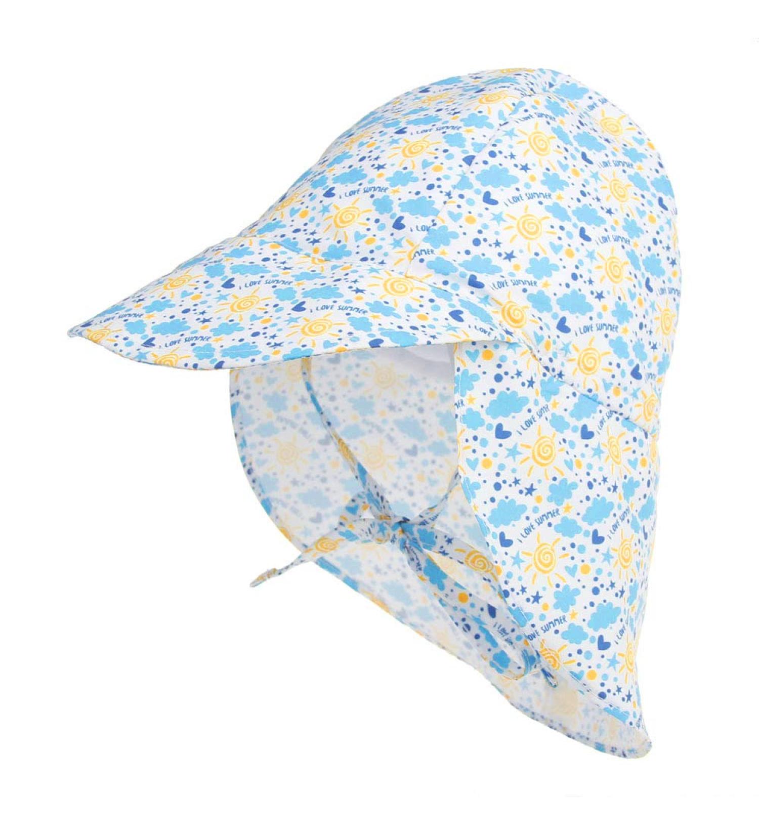LACOFIA Baby Sun Protection Beach Hat Toddler Super Soft Adjustable Flap Cap Kids Summer Visor Cap 6-18 Months A-Sunny