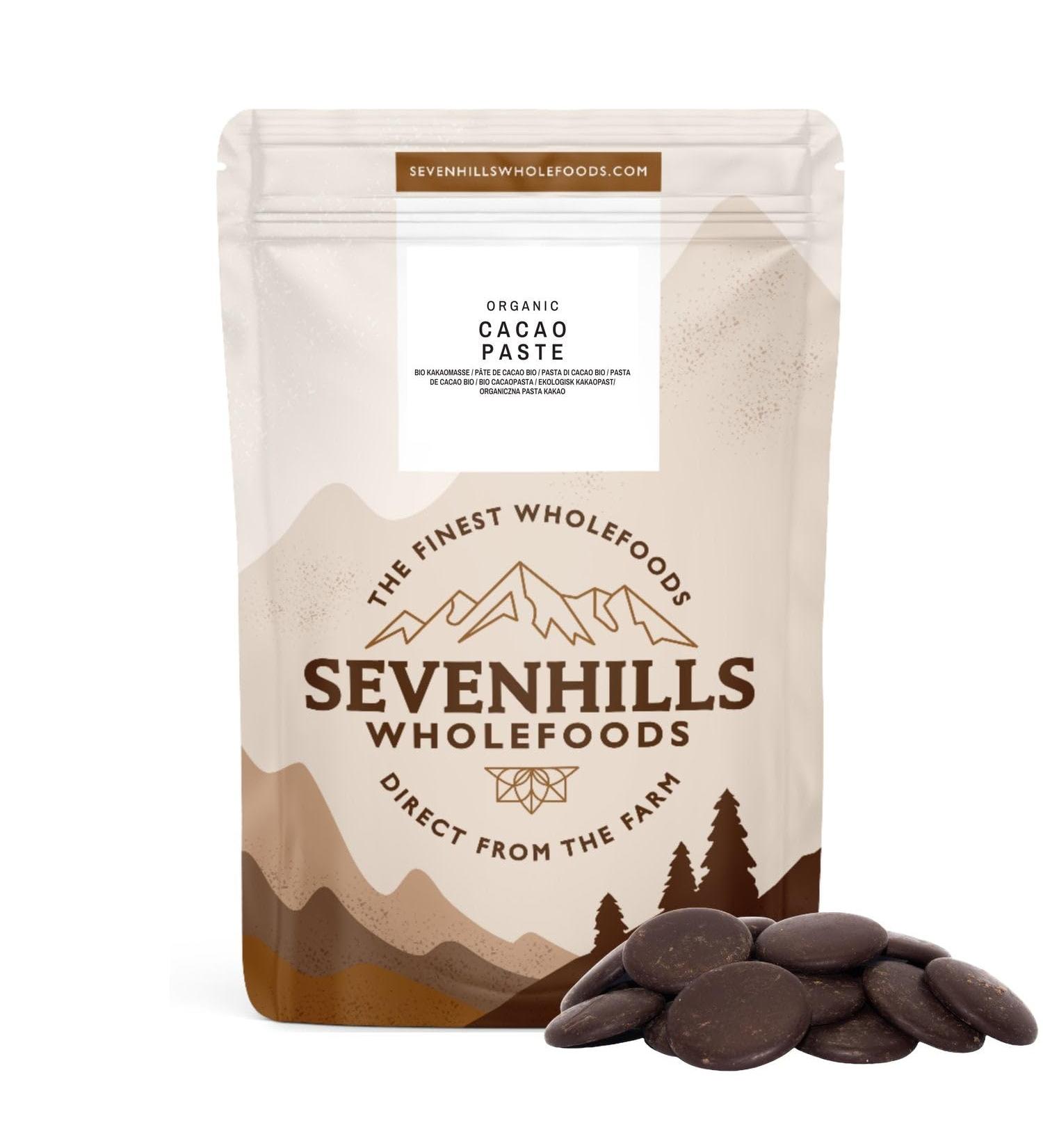 Sevenhills Wholefoods Organic Cacao Paste Drops 500g - Unsweetened Chocolate Wafers 500g (Pack of 1) - Buy Online on SooperMarket.com