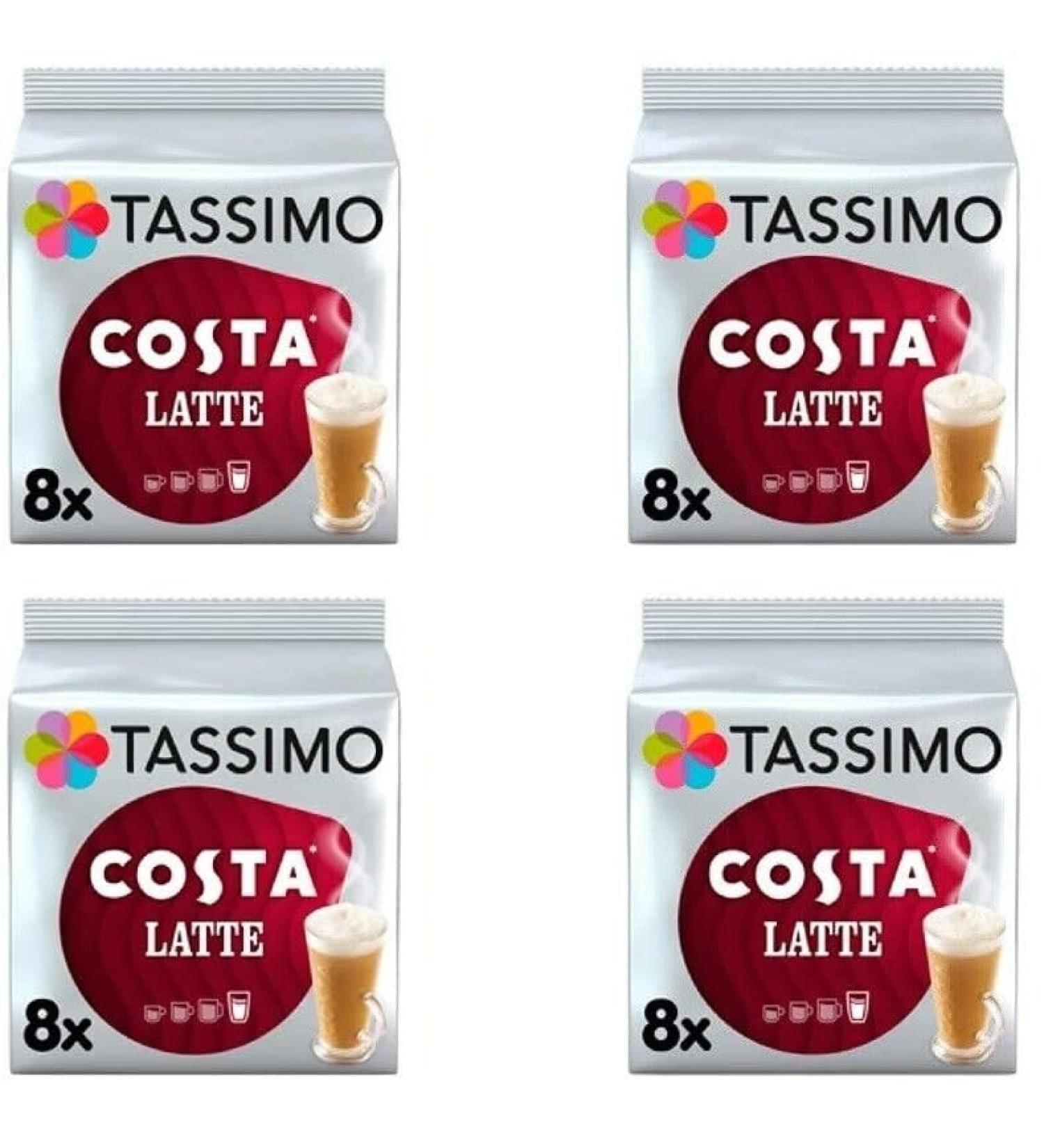 Tassimo Compatible Costa Latte Coffee Pods 16 discs - (Pack of 4 Total 64 discs 32 Drinks) - Buy Online on SooperMarket.com