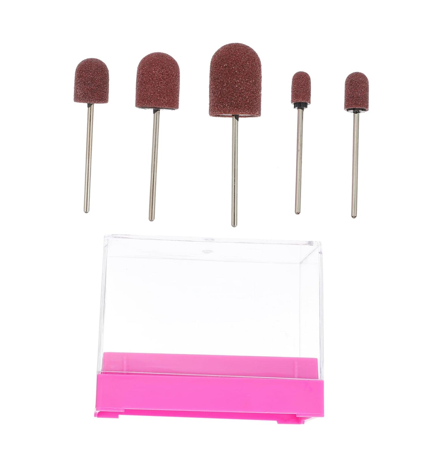 Anneome 1 Set Nail Sand Ring Cap Nail Cuticle Drill Bit Nail File Bits Portable Drill Kit U as Acrilicas Nail Salon Accessory Nail Drill Bits Pro Tools Foot Head Box 8x6cm Rosy - Buy Online on SooperMarket.com
