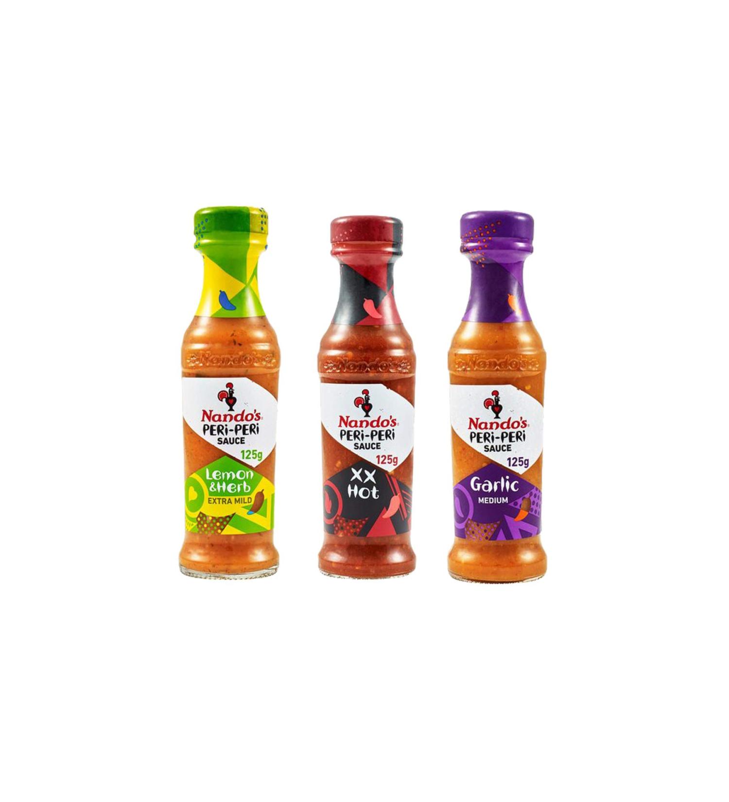 Nando's Peri-Peri Sauce Selection Hot Lemon & Herb Garlic 125g Each - Buy Online on SooperMarket.com