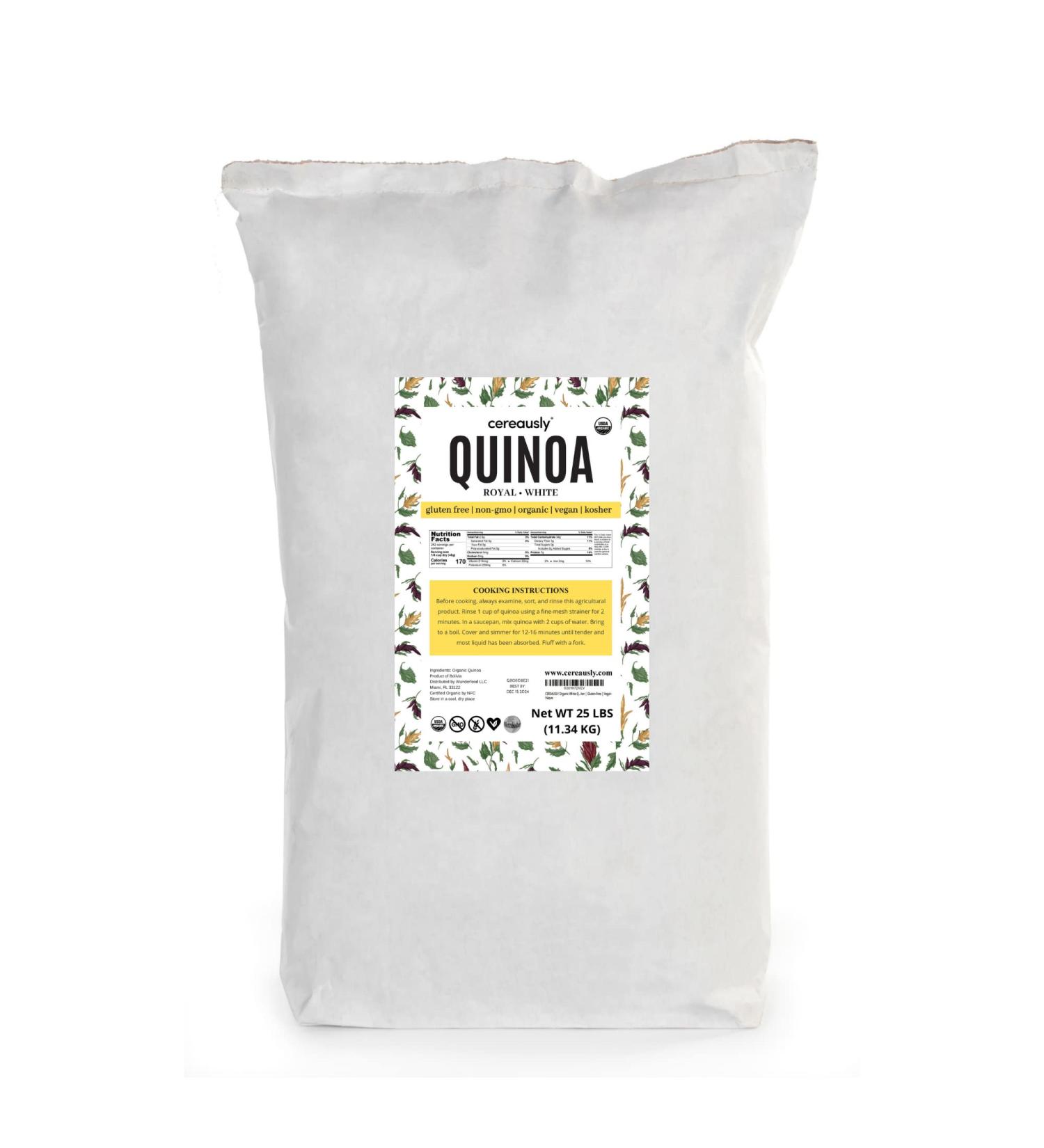 Organic Bolivian White Quinoa Bulk - 25Lbs | Restaurants & Wholesale | Non-GMO | Royal Quality - Buy Online on SooperMarket.com
