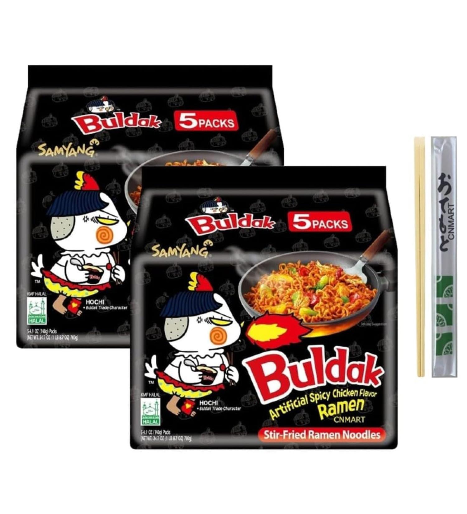 CNMART Samyang Hot Chicken Ramen Dried Buldak Noodles Halal 140g (Pack of 10) - Buy Online on SooperMarket.com