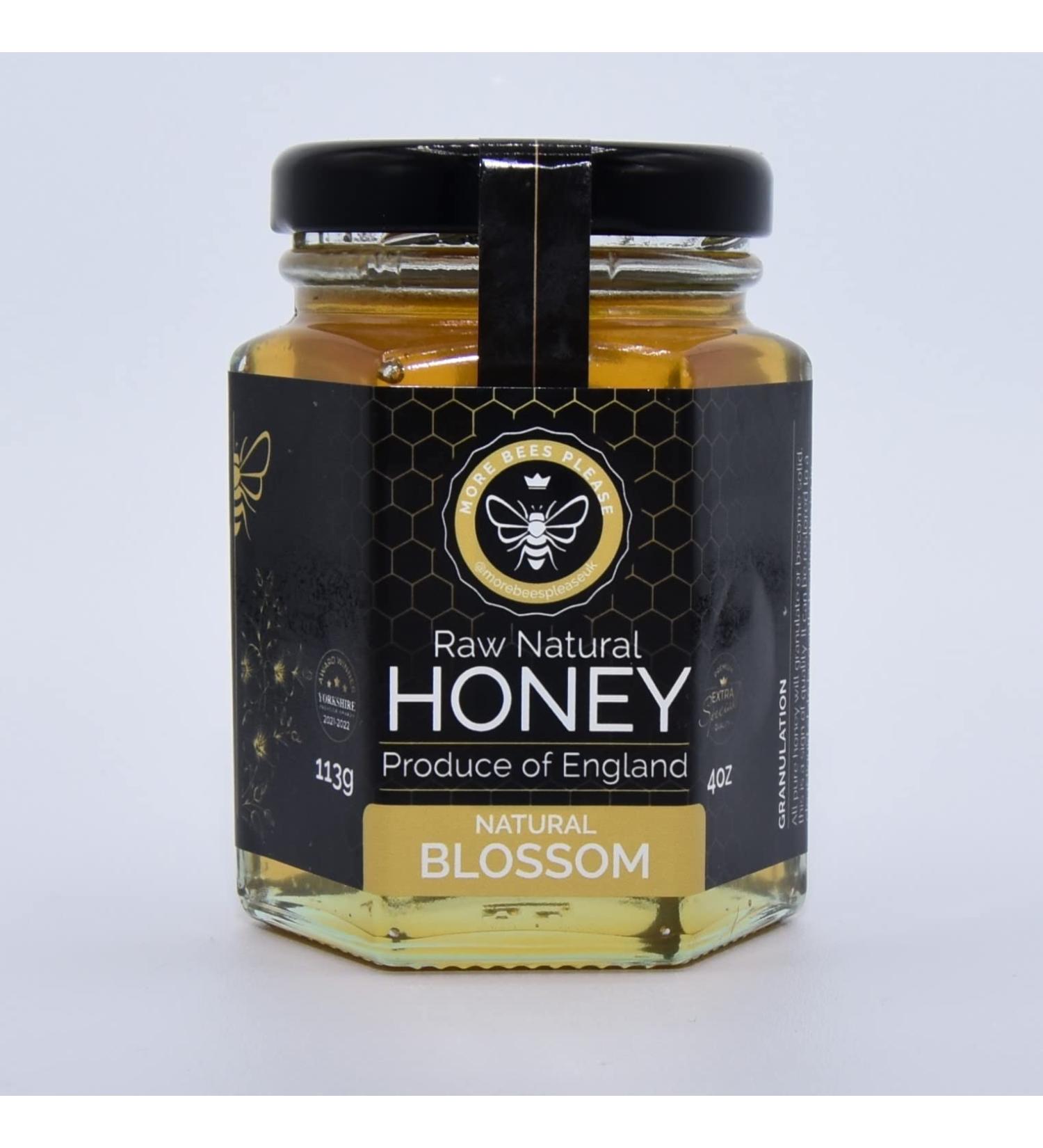 More Bees Please - Raw Natural Blossom Honey 4oz 250 g (Pack of 1)