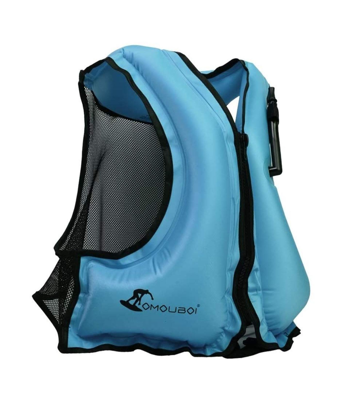 OMOUBOI Inflatable Snorkel Vest for Adults - Blue | Buoyancy Jacket for Kayaking, Swimming & Snorkeling | Portable Diving Gear | 96-220 lbs - Buy Online on SooperMarket.com