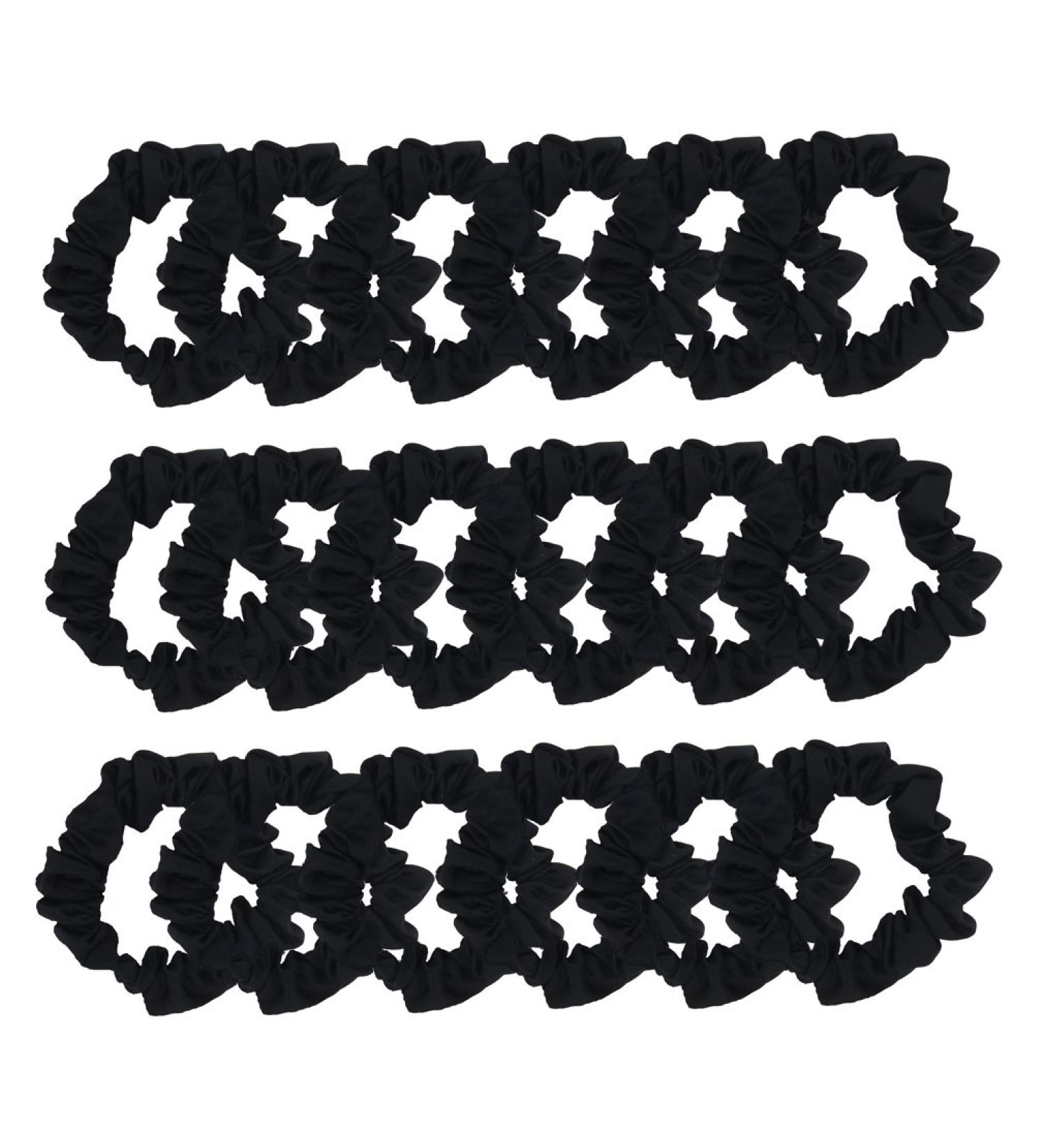 Set of 24 Black Satin Hair Scrunchies for Women - Elastic Hair Ties, Ponytail Holders, Fabric Hair Bands - Girls Hair Accessories - Buy Online on SooperMarket.com