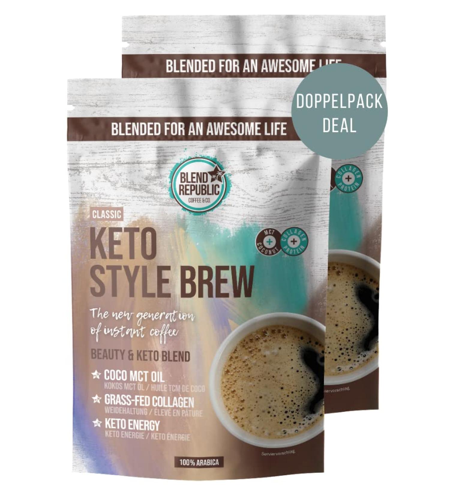 Keto Style Brew Classic Double Pack - 100% Arabica Coffee with Collagen & MCT Oil - 440g for Ketogenic Diet | 44 Portions - Buy Online on SooperMarket.com