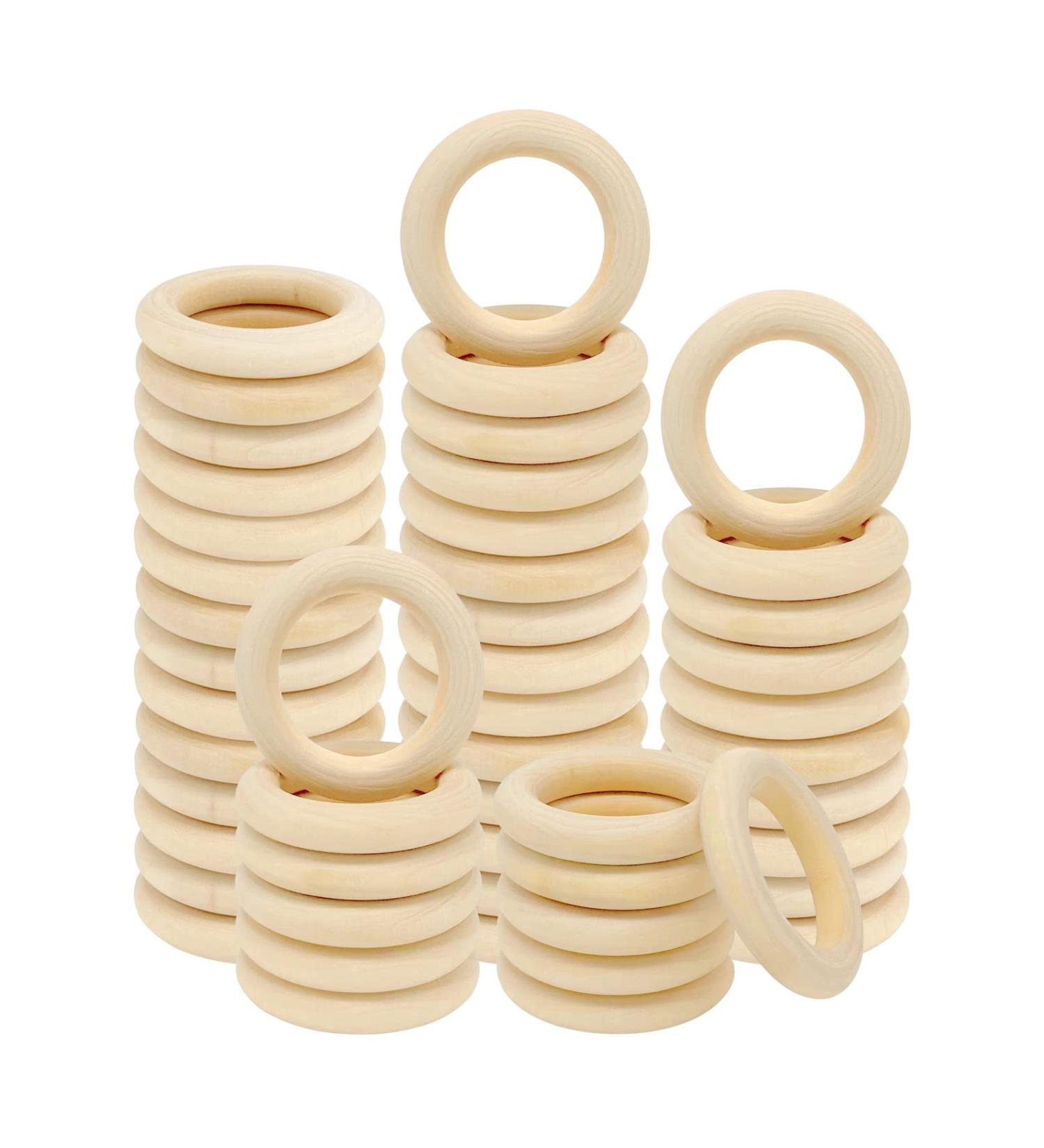 20PCS Natural Wood Rings for Crafts - Macrame DIY Wooden Rings 55mm/2.2inch - Buy Online on SooperMarket.com