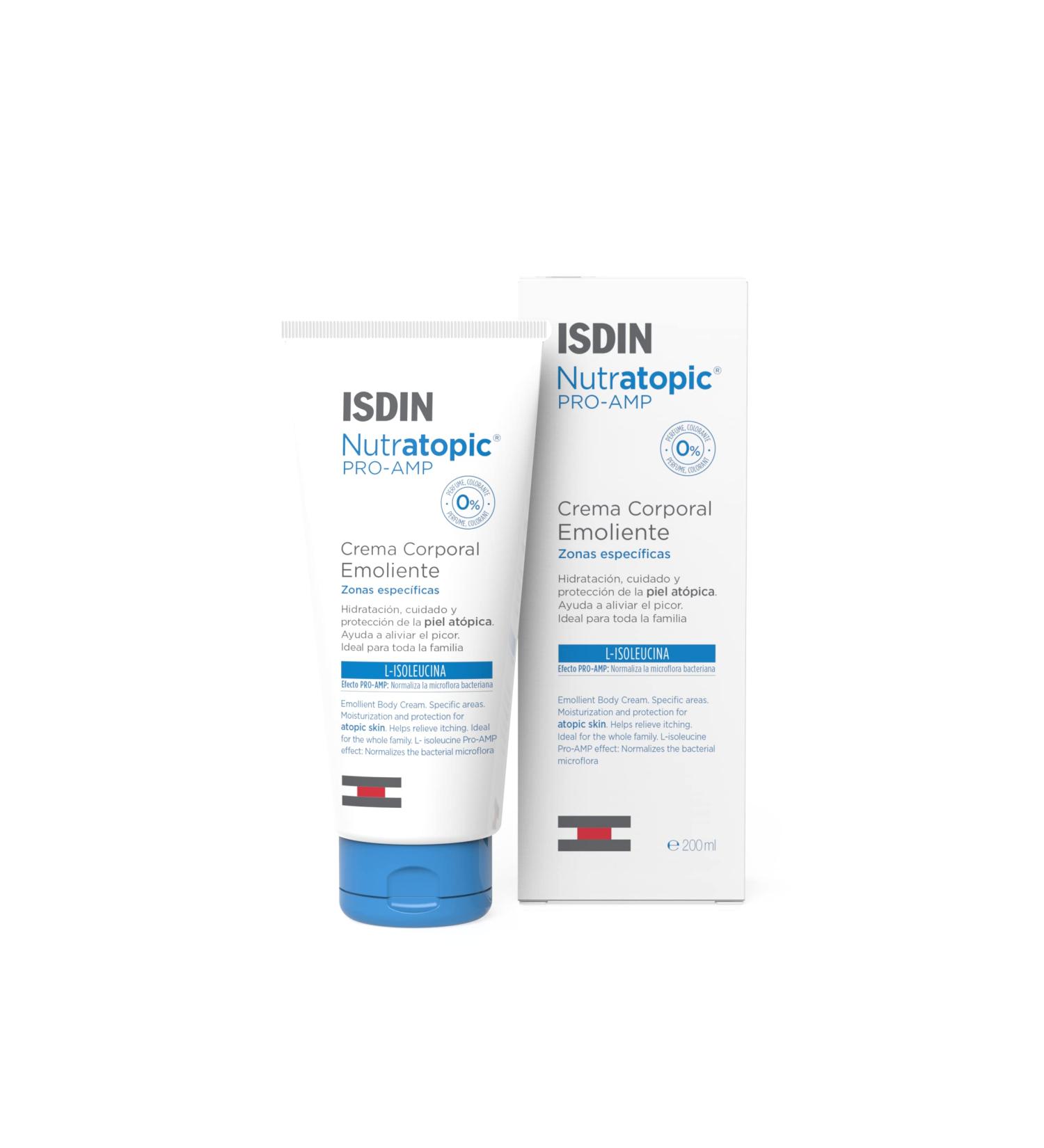 ISDIN Nutratopic PRO-AMP Emollient body cream (200 ml) | Moisturization and protection for atopic skin - Buy Online on SooperMarket.com