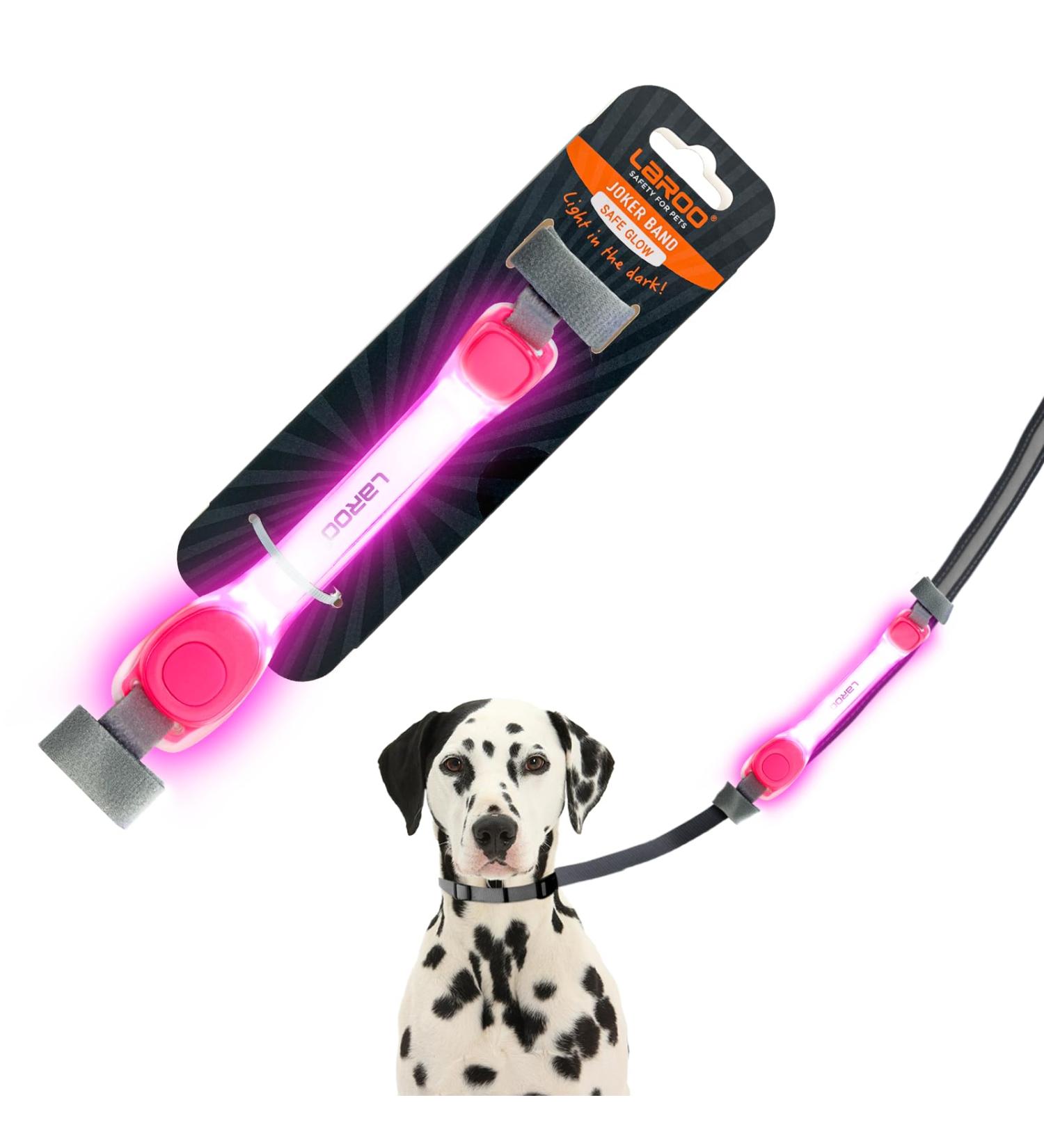 Buy Laroo Waterproof LED Light Band for Dogs & Cats - Bright Easy Attach Flashing Collar Light in Pink - Buy Online on SooperMarket.com