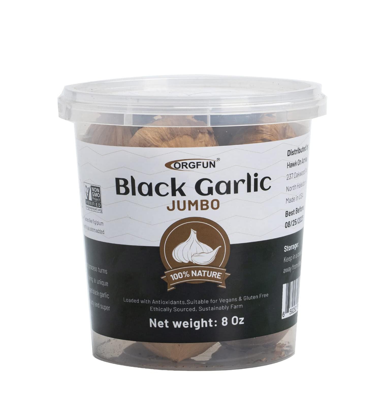 ORGFUN Jumbo Whole Black Garlic  Premium Fermented Black Garlic Cloves  Easy to Peel  Cultivated in the Local Garlic 8 Oz - Buy Online on SooperMarket.com