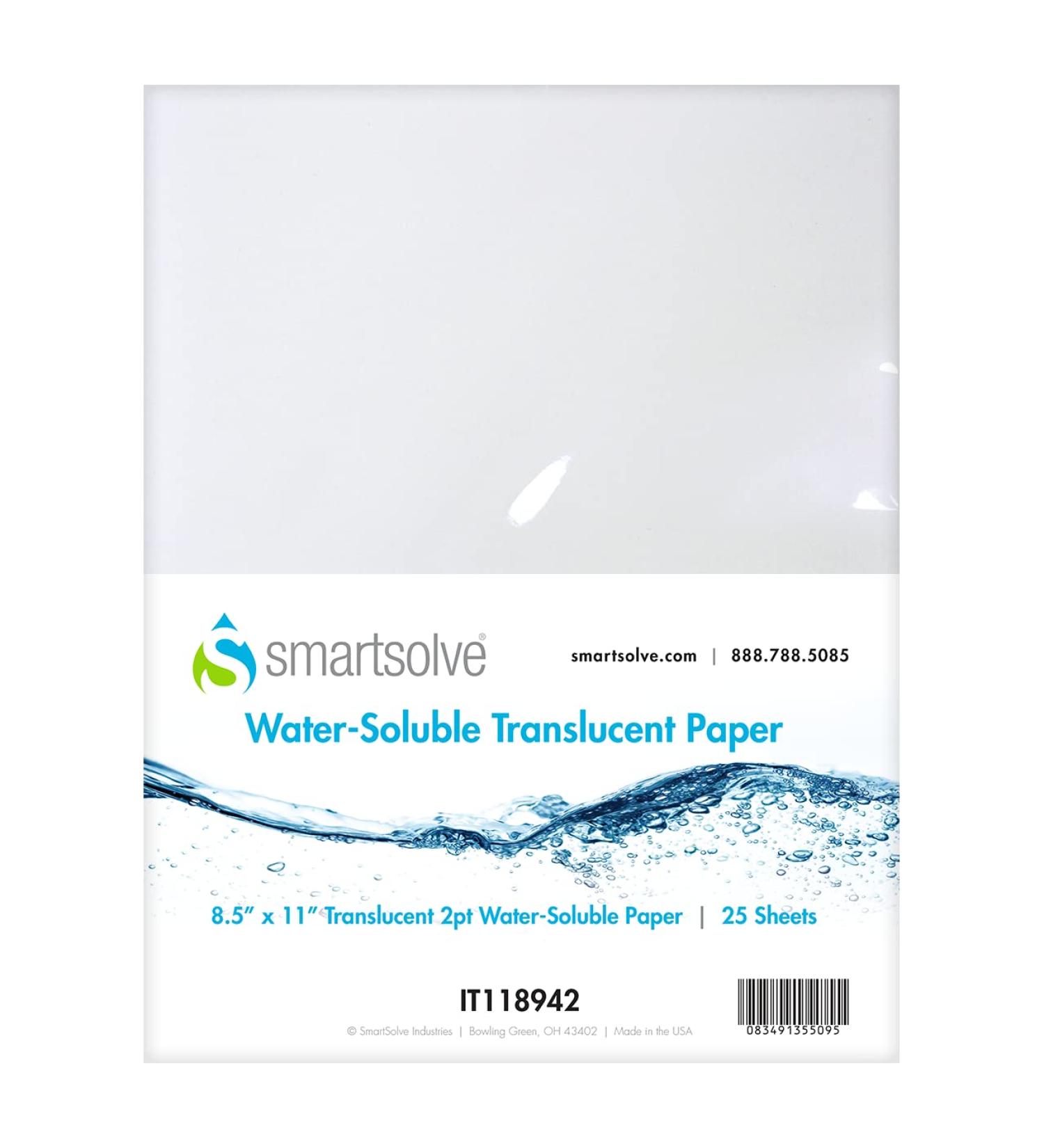 SmartSolve - IT118942 2pt Water-Soluble Translucent Paper 8.5" x 11" White (Pack of 25) - Buy Online on SooperMarket.com