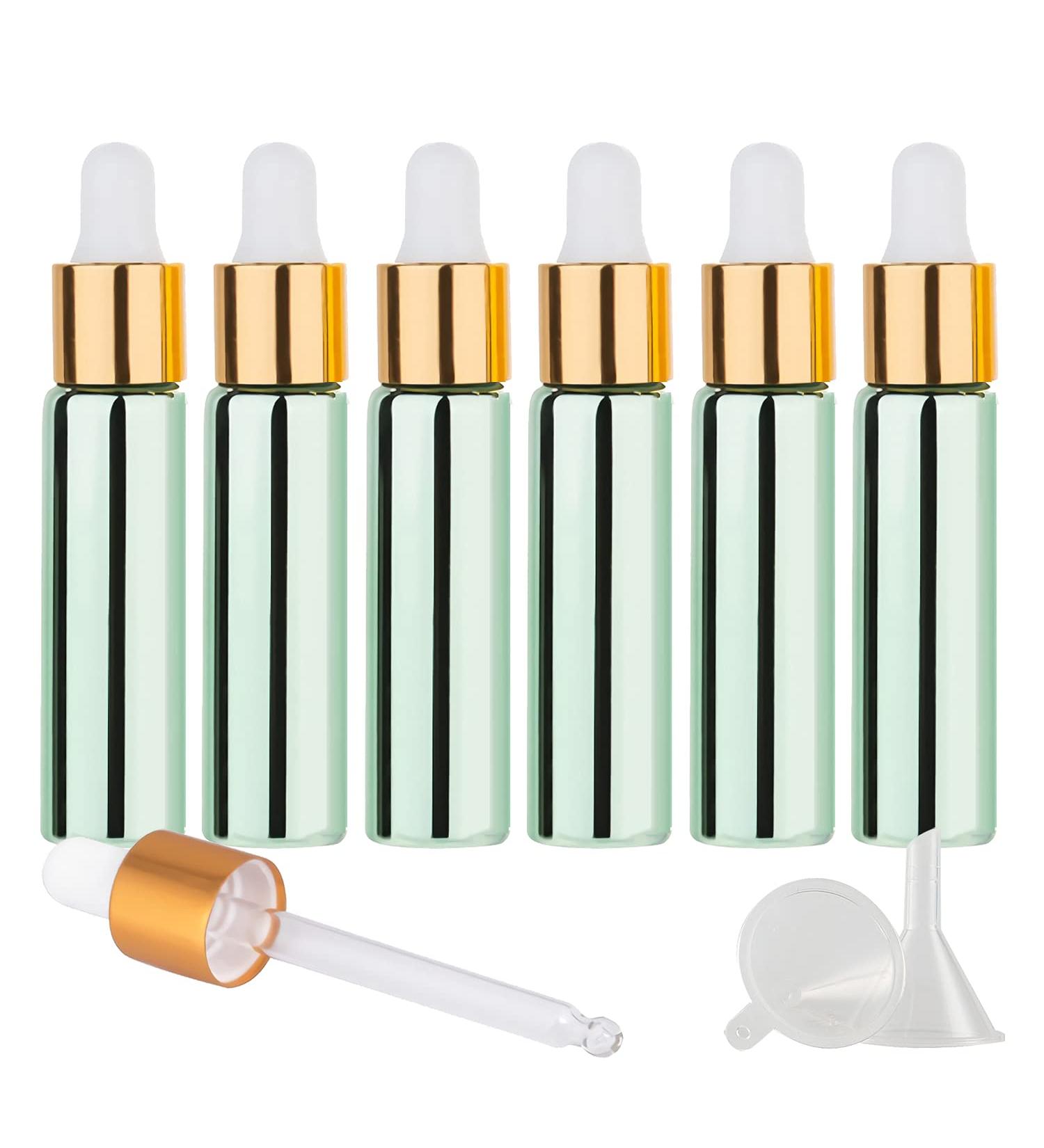 Tianzd 6 Pack 10ml Chrome Green Drip Bottles with Glass Pipette - Perfect for Essential Oils & Perfume Oils - Buy Online on SooperMarket.com