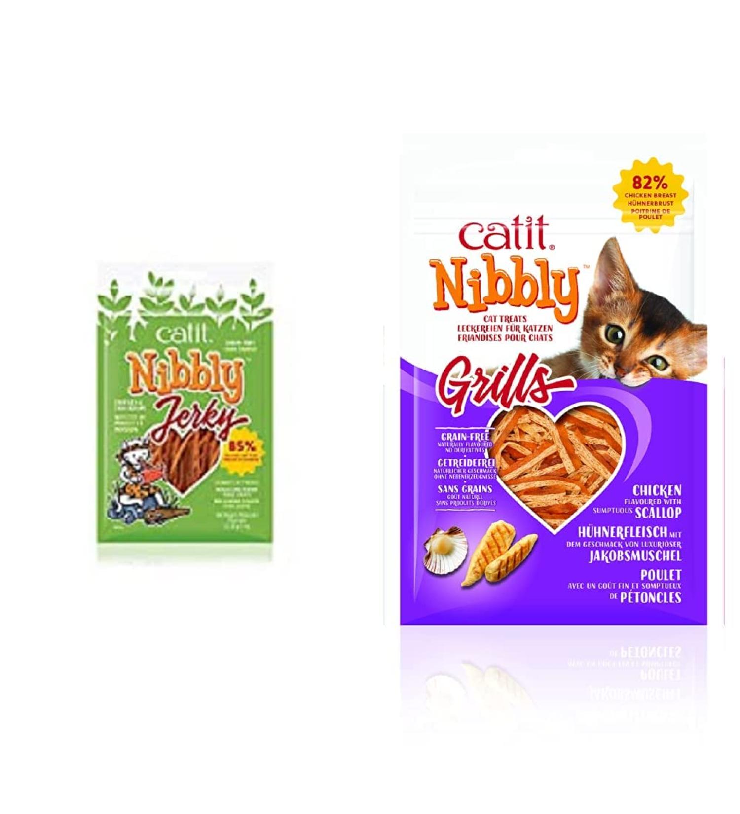 Catit Nibbly Jerky Chicken and Fish Recipe + Catit Nibbly Grills Chicken and Scallop Recipe (1 oz each) Chicken and Fish + Chicken and Scallop - Buy Online on SooperMarket.com