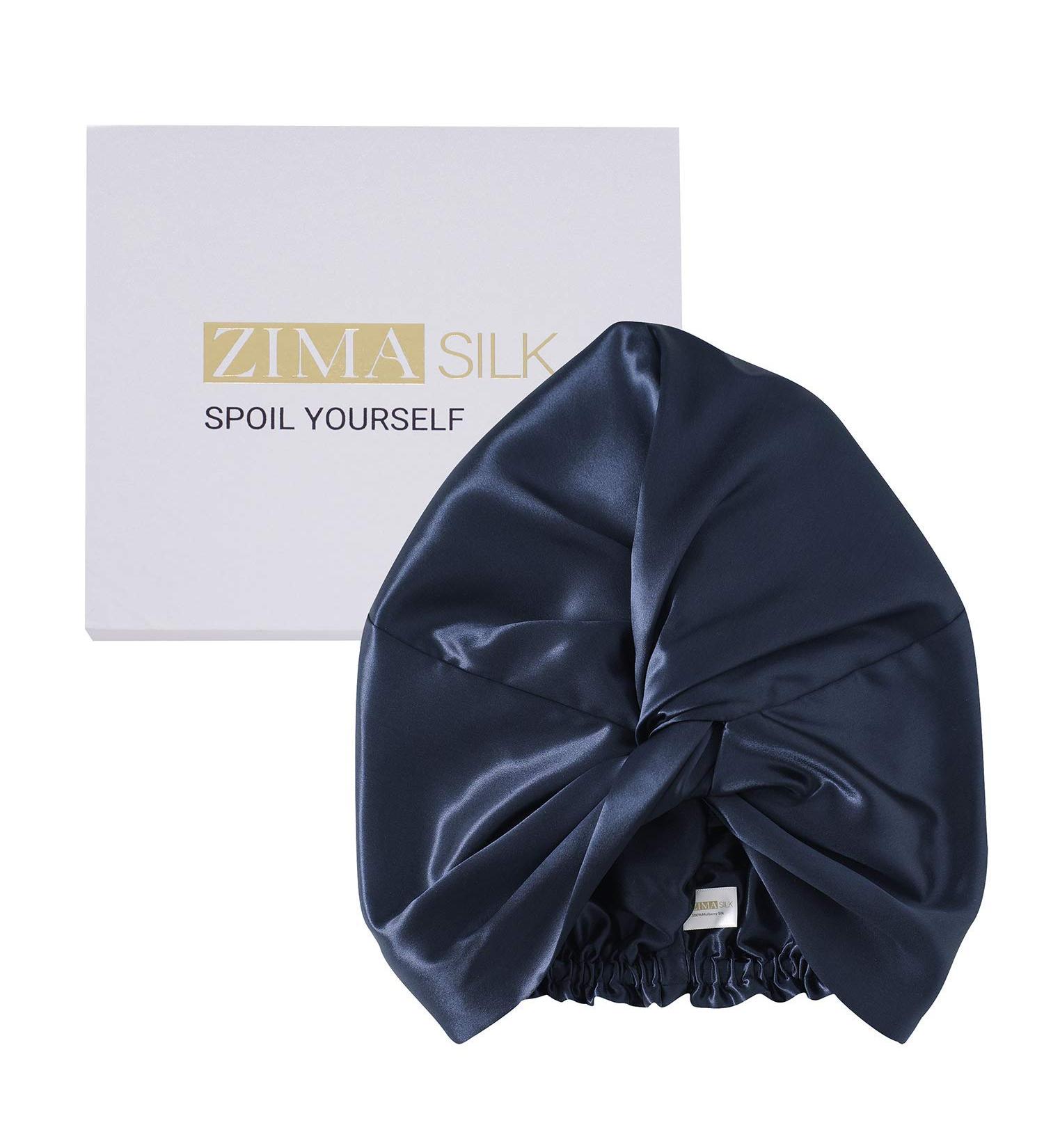 ZIMASILK 22 Momme 100% Mulberry Silk Sleep Cap - Navy Blue - Buy Online on SooperMarket.com