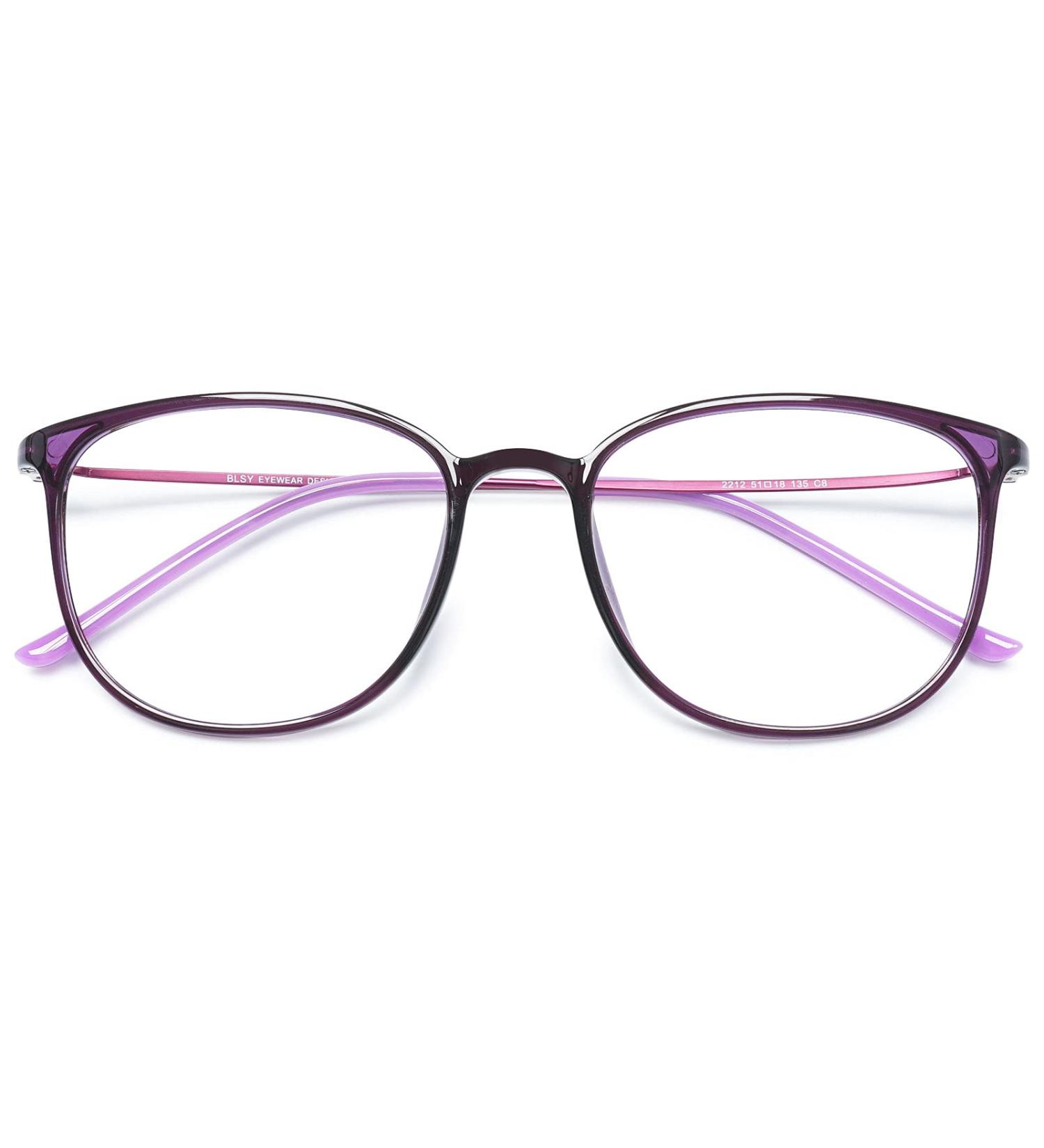 Koosufa Classic Retro Nerd Glasses Frames for Men & Women Ultra Light TR90 Thin Panto Design with Case - Violet - Buy Online on SooperMarket.com