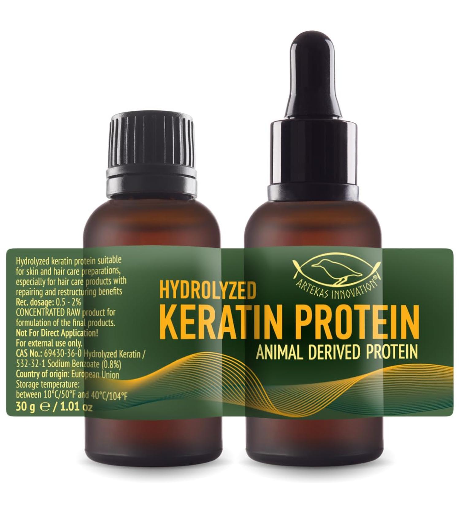 Hydrolyzed Keratin Protein - 2oz Cosmetic Grade for Hair Strengthening & Protection - Reduce Damage & Increase Density - 2 Vials + Pipette & Screw Cap - Buy Online on SooperMarket.com