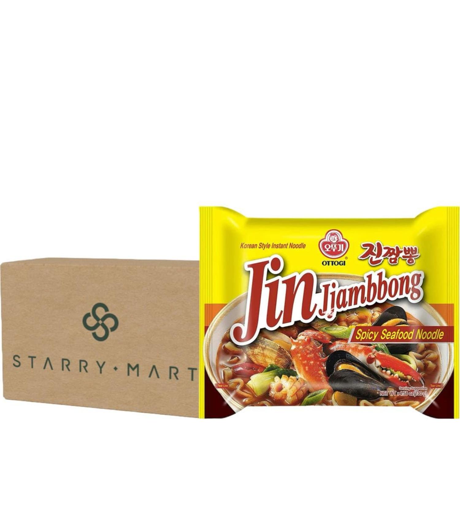 Ottogi JIN Jjambbong Ramen Champong Spicy Seafood Korean Noodles Soup 130g (Pack of 8) - Buy Online on SooperMarket.com