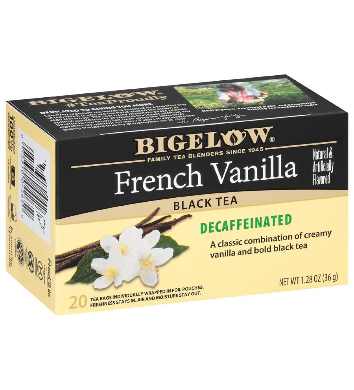 Bigelow Decaf French Vanilla Black Tea 20 Count (Pack of 6) - 120 Tea Bags - Buy Online on SooperMarket.com