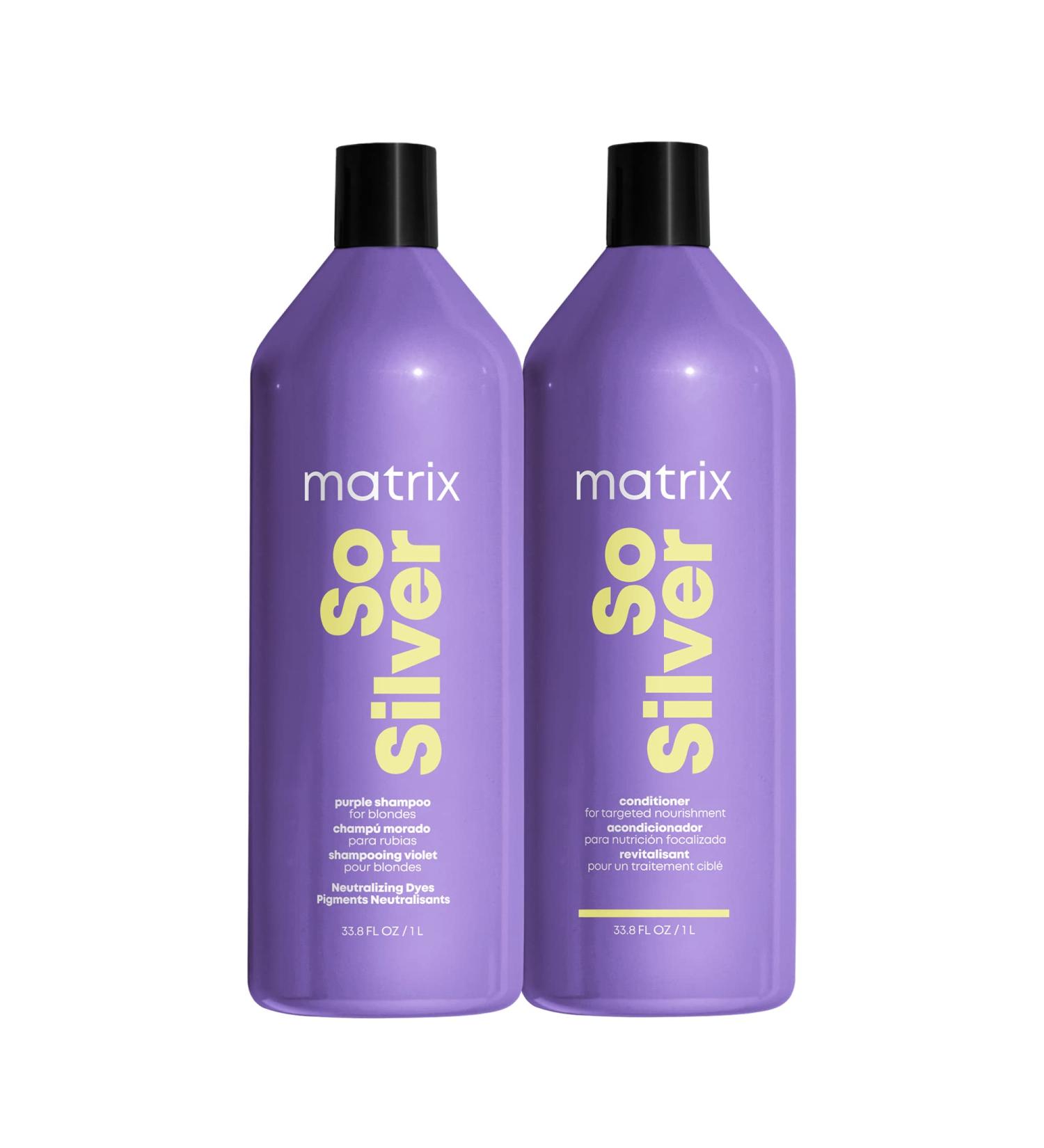 So Silver Purple Shampoo & Conditioner Set - 33.8 Fl Oz | Neutralizes Yellow Tones, Nourishes Hair | Blonde, Grey, Platinum, Bleached Hair | Color Treated | Packaging May Vary - Buy Online on SooperMarket.com