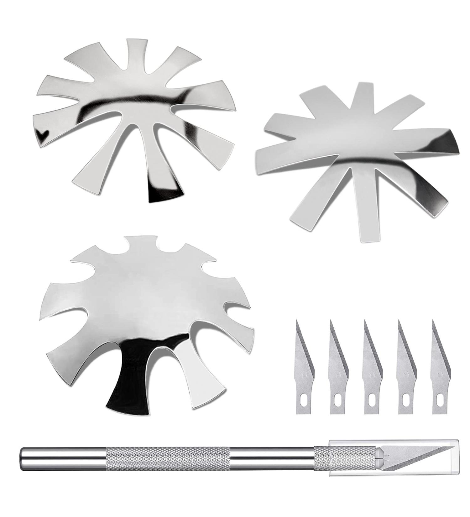 Stainless Steel French Nail Cutter Set with 5 Spare Blades for Acrylic Nails - Manicure Edge Trimmer Tool for Perfect Smile Line, Easy French Tip Cutting - Buy Online on SooperMarket.com