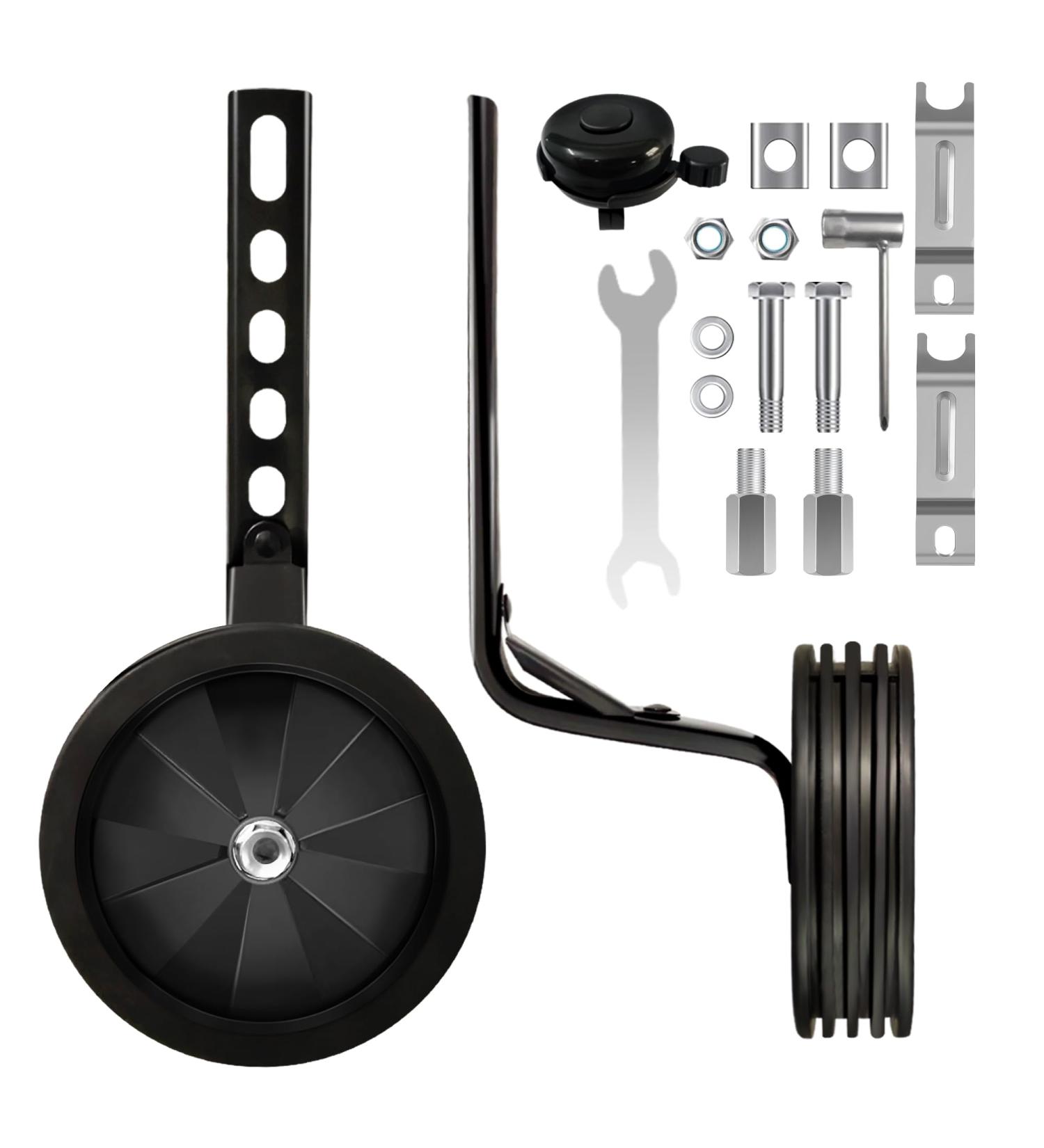 CycForge Adjustable Support Wheels for Kids' Bikes - Fit 12/14/18/20 Inch Bicycles | Durable Stabilizers | Perfect for Varied Speeds - Black - Buy Online on SooperMarket.com