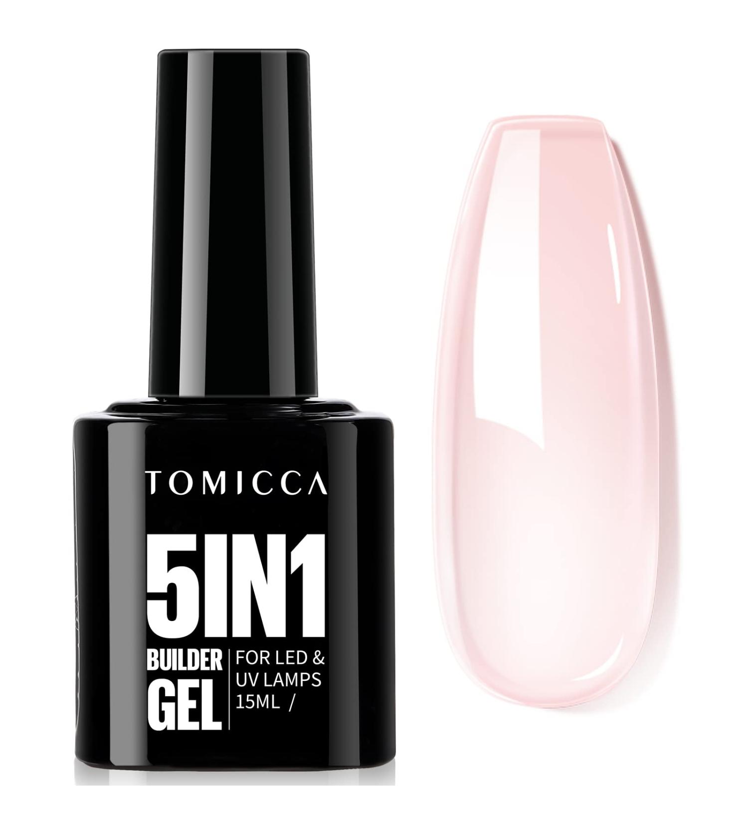 TOMICCA 5 in 1 Builder Nail Gel 15ML - Nude UV Gel Polish for Strong Nails | Nail Repair & Strengthening | Easy to Shape | Nail Art Supplies - Buy Online on SooperMarket.com