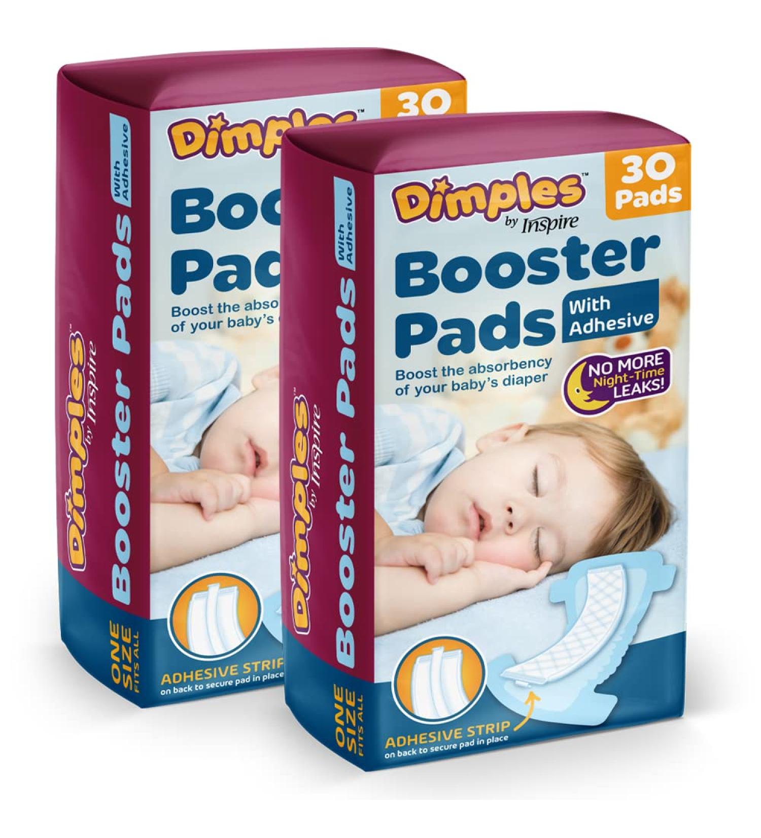 Dimples Booster Pads - Baby Diaper Doubler with Adhesive | 60 Count - Boosts Absorbency, Prevents Leaks | One Size Fits All Diapers - Buy Online on SooperMarket.com