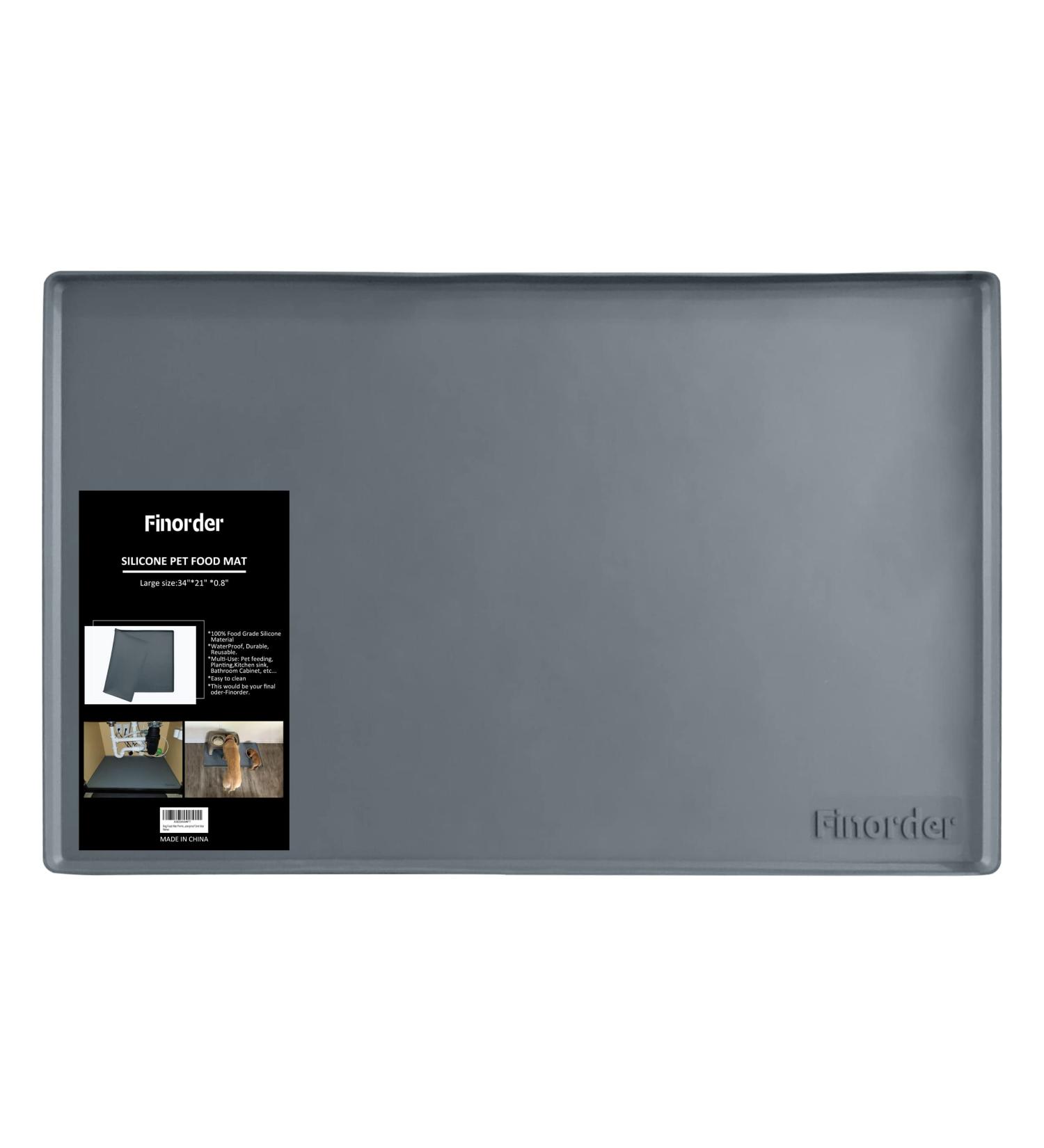 Finorder 34x21 100% Silicone Pet Feeding Mat - Raised Edges, Slip Resistant, Waterproof, Dishwasher Safe - Buy Online on SooperMarket.com