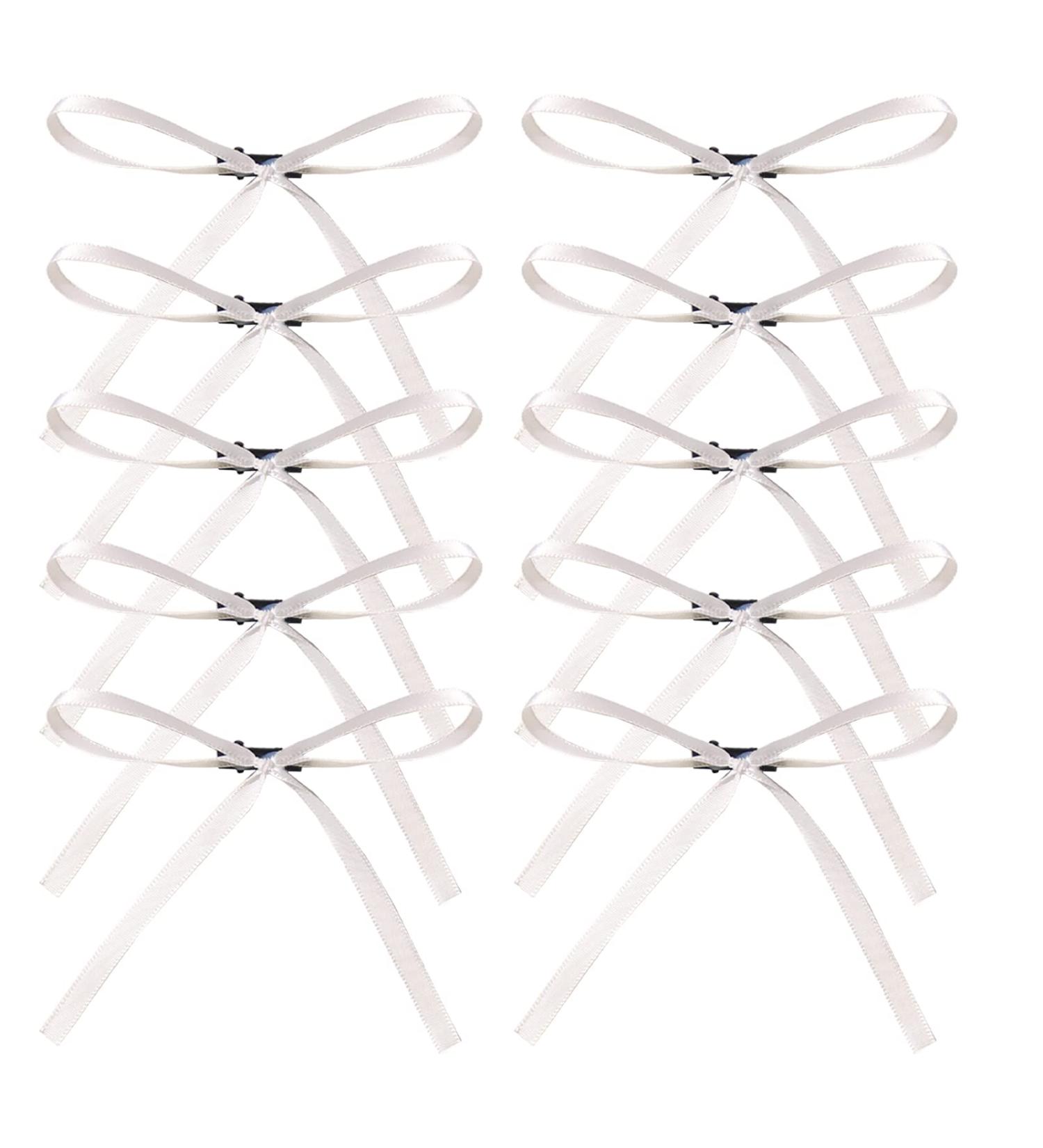XFYUZR Women Bow Hair Clip Set - 10Pcs White Pink Ribbon Ponytail Holder for Girls - Buy Online on SooperMarket.com