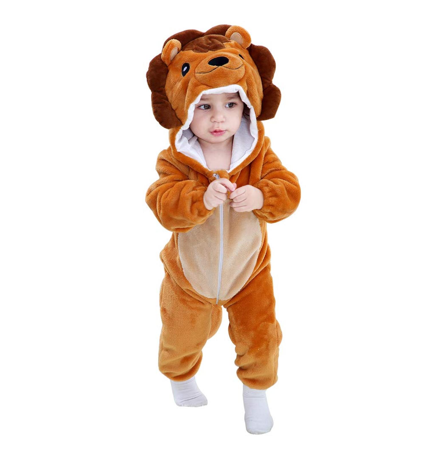 COOKY.D Unisex Winter Animal Hooded Baby Romper - 12-18 Months (Brown) - Buy Online on SooperMarket.com