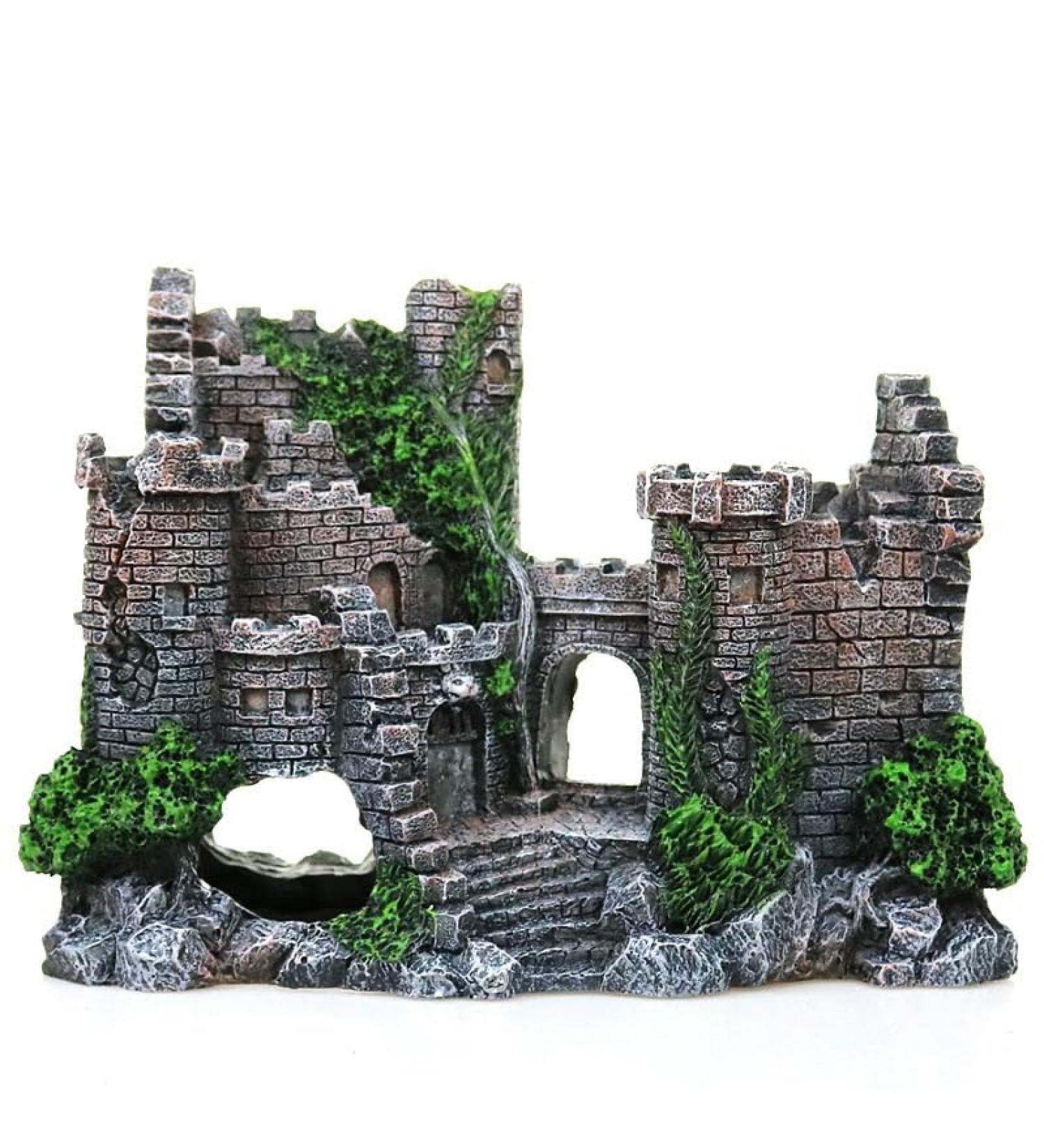 Movoja Aquarium Decoration - Medieval Castle Ornament for Freshwater & Saltwater Aquariums - Ruin Ritterburg Castle Accessory - Buy Online on SooperMarket.com