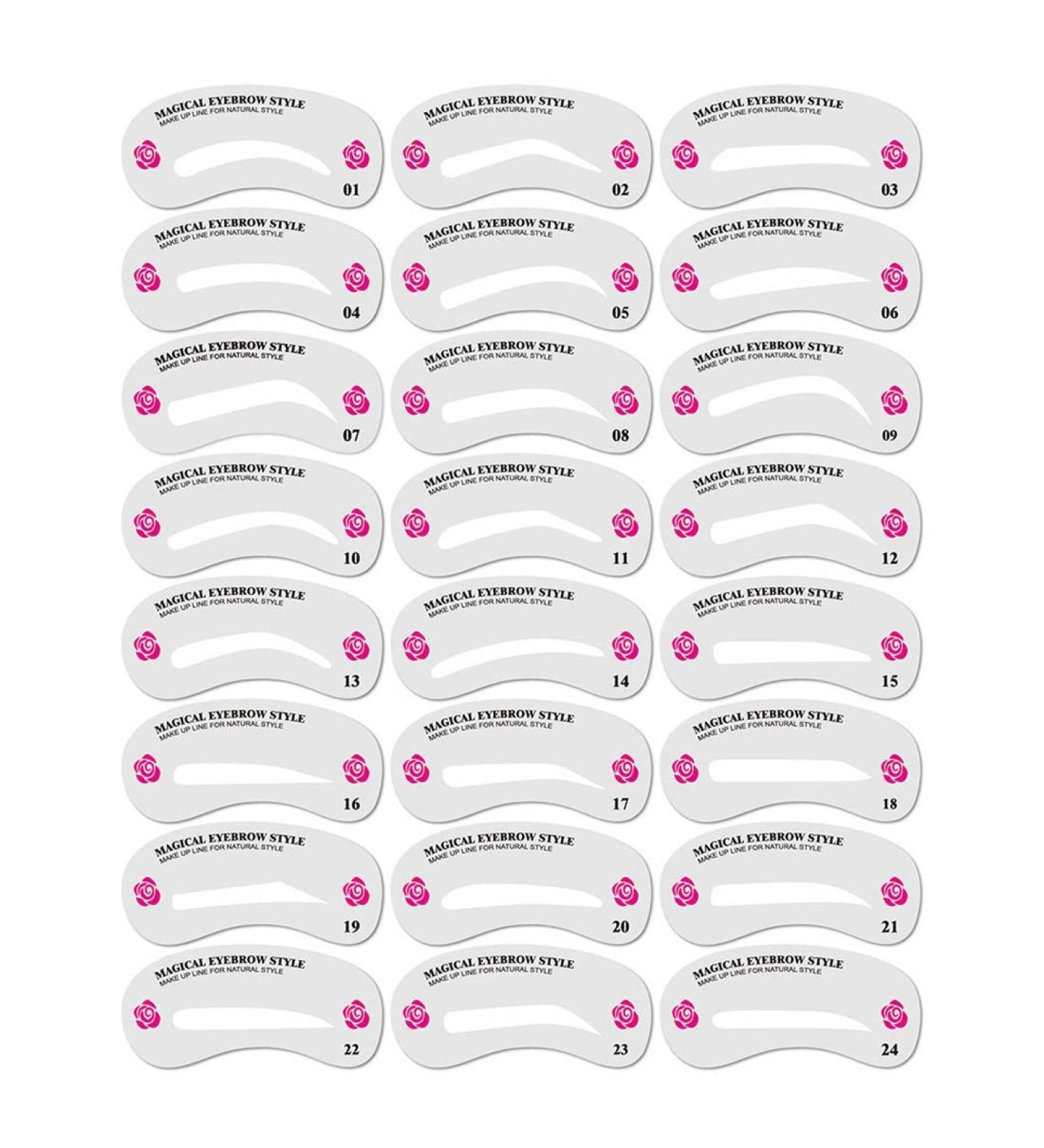Sioppkik Eyebrow Stencil Set - 24 Reusable DIY Makeup Tools for Perfect Eyebrows | International Shipping Available - Buy Online on SooperMarket.com