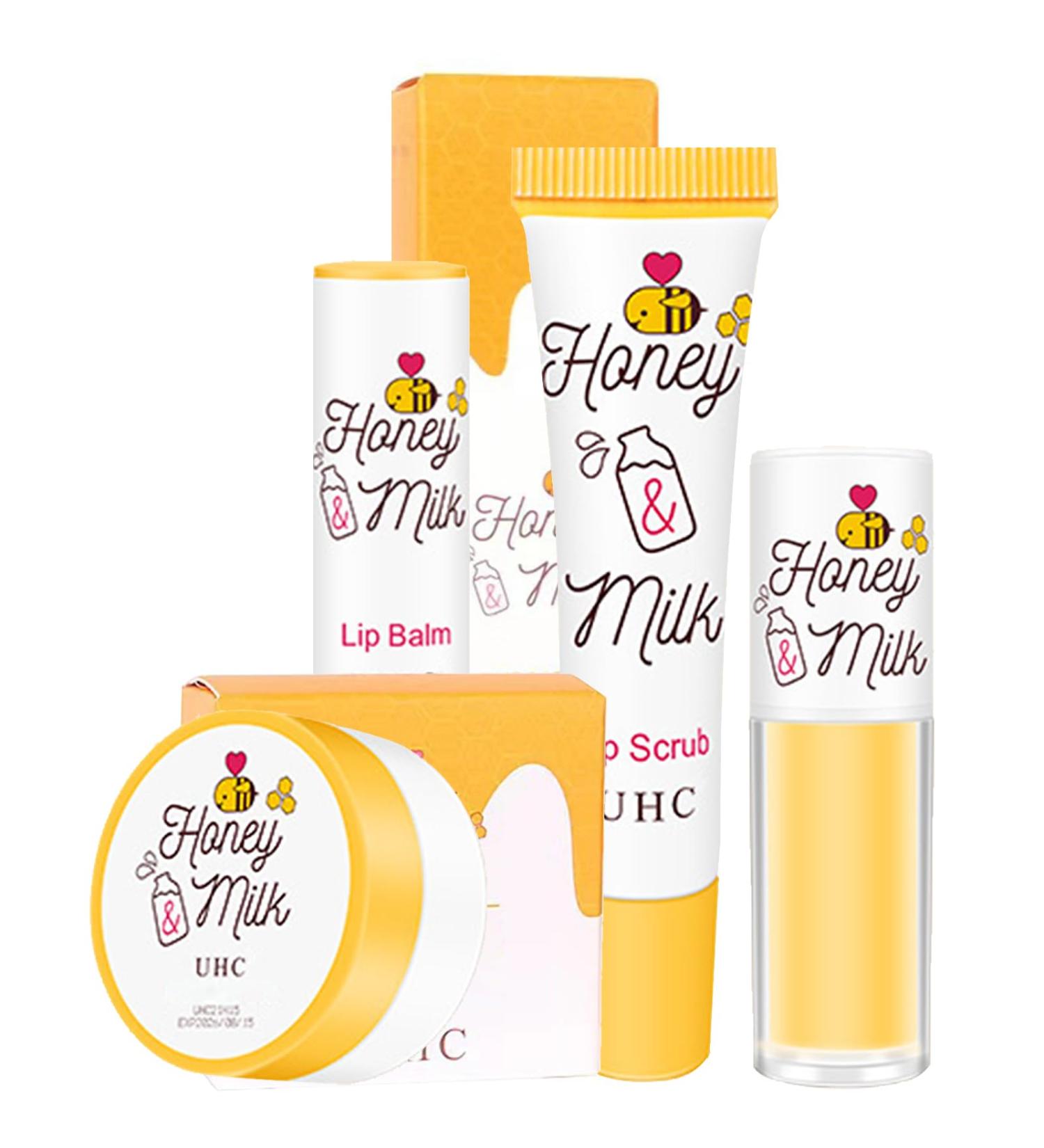 Lip Care Lip Balm Set - Honey Milk Moisturizing And Plump Lipbalm Set - Lip Hydration Exfoliating Minimizing Lip Lines Brightening Lip Repair - Lip Scrub Lip Balm Lip Oil Lip Mask - Buy Online on SooperMarket.com