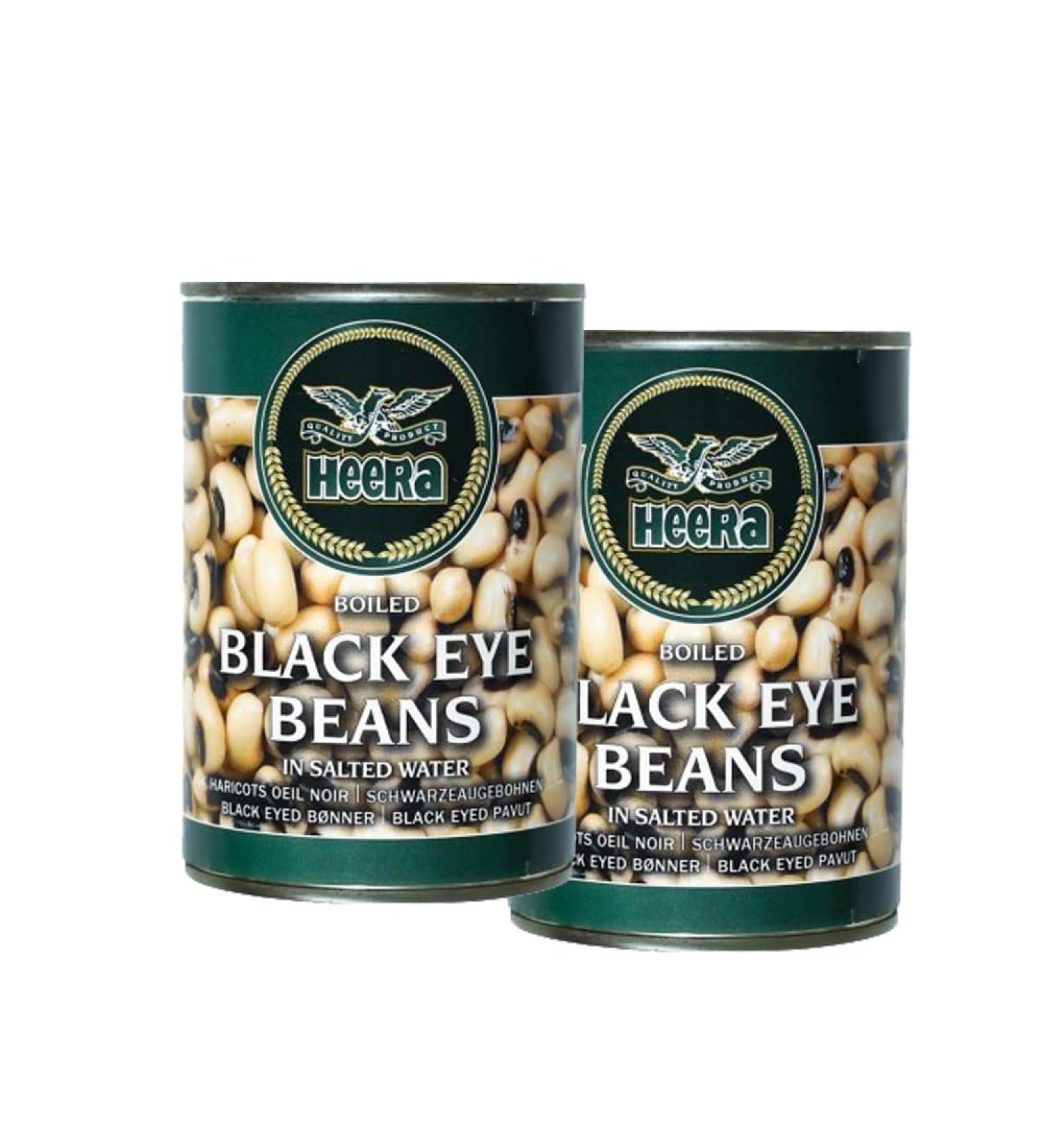 Heera Black Eye Beans Tin | 400G | Precooked Black Eye Beans | Healthy Nutritious | Ready to Eat Healthy Food | Indian Origin (Pack of 2) Black Eye Beans Pack 2