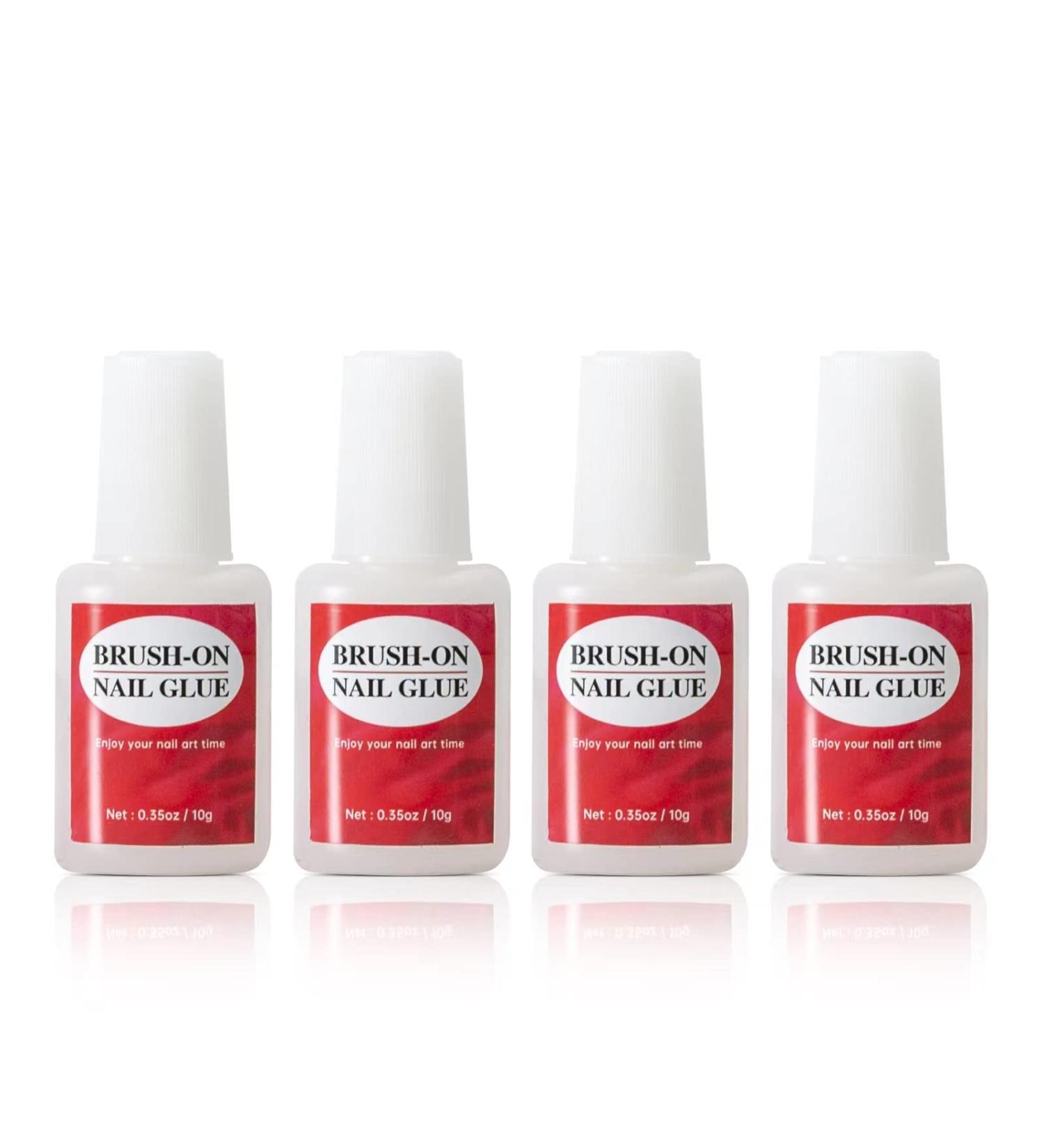 Brush-On Nail Glue for Acrylic & Press On Nails - 4pcs Strong Adhesive for Long-Lasting, Professional Results - Buy Online on SooperMarket.com