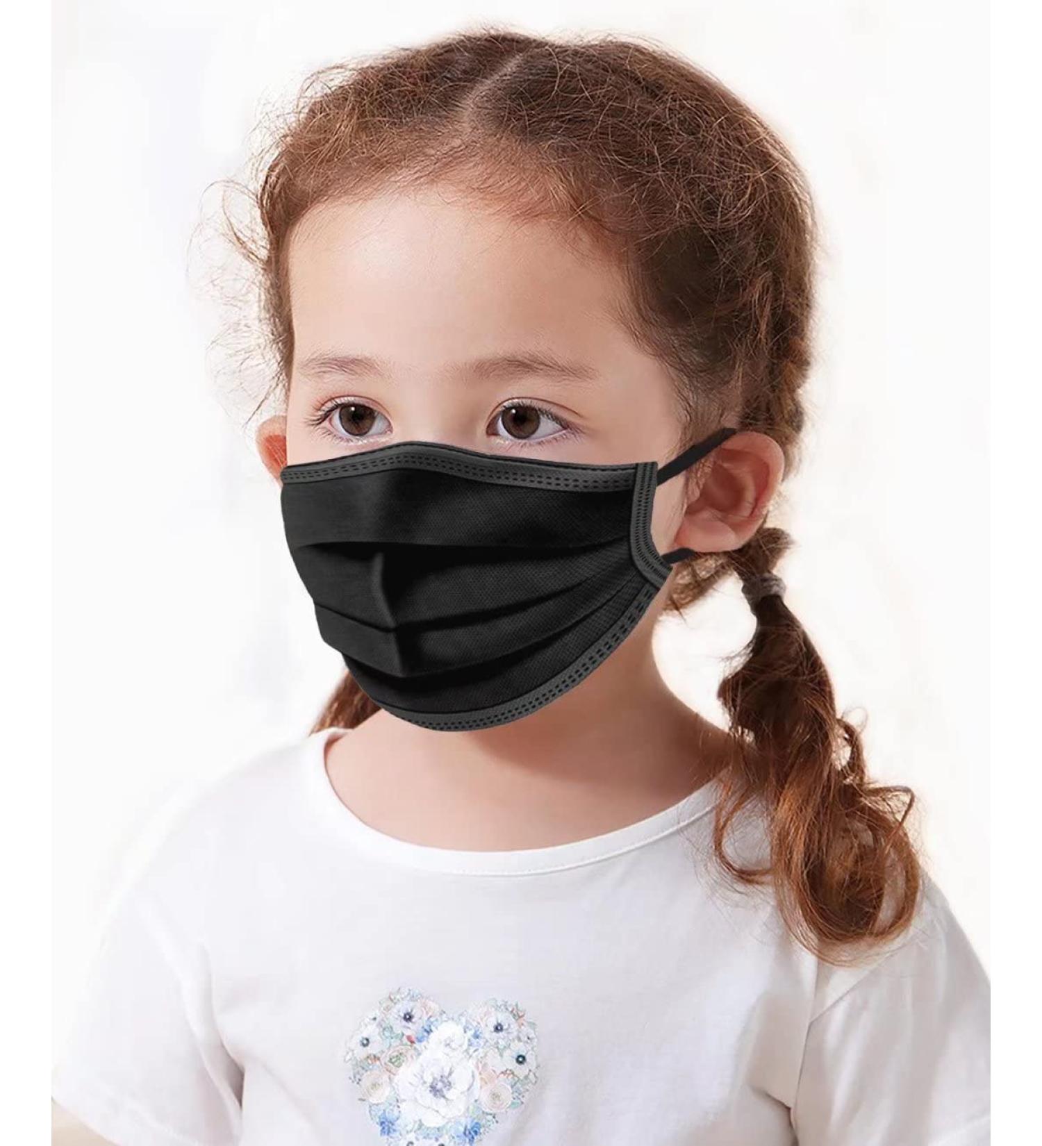 100PCS Kids Black Disposable Face Masks 3 Ply Breathable for 4-12 Ages Boys and Girls - Buy Online on SooperMarket.com