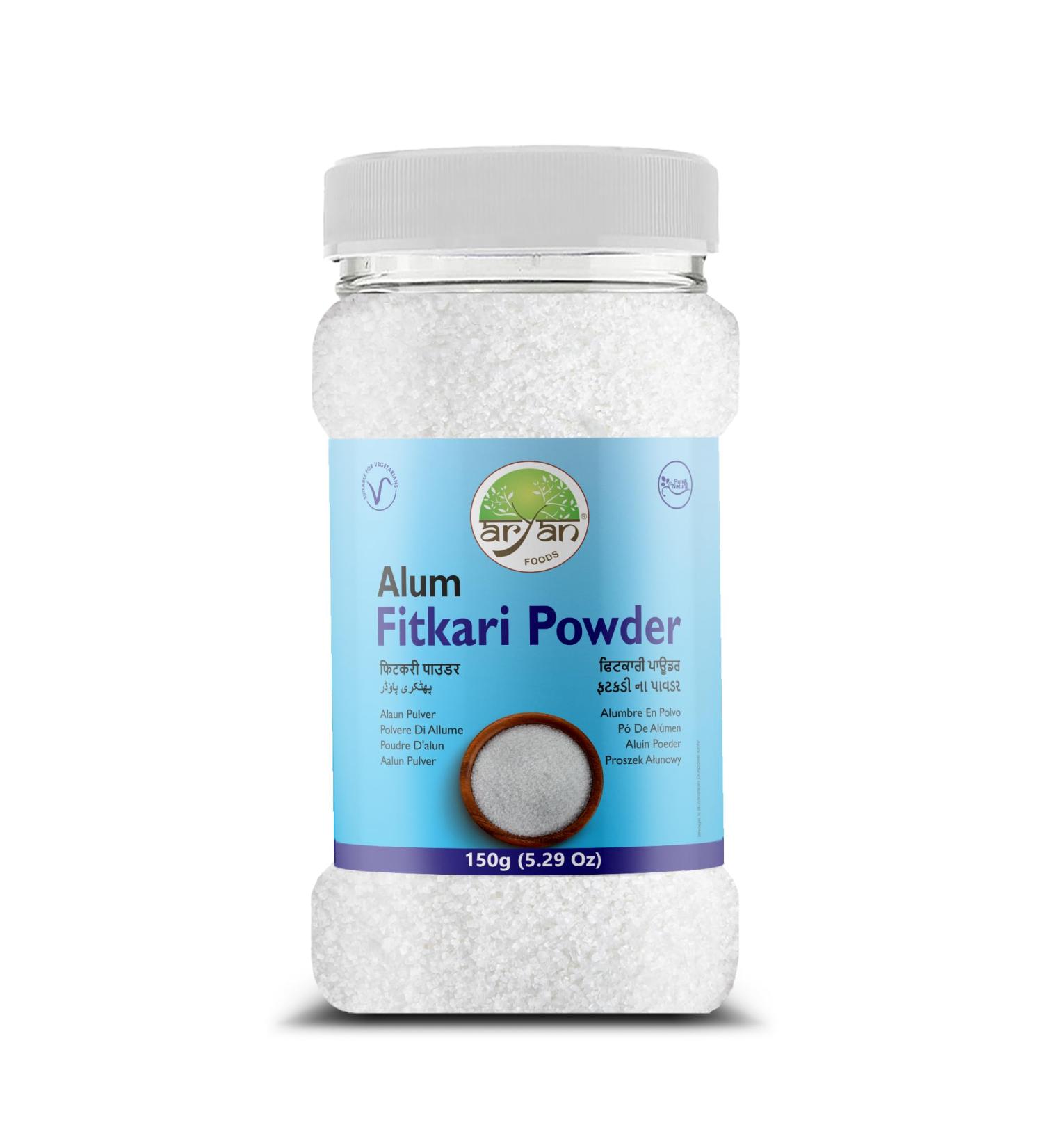 Aryan Alum Powder or Fitkari Powder Natural Potassium Sulphate No Added Chemicals & Colors- 150gm Alum Powder 150gm - Buy Online on SooperMarket.com