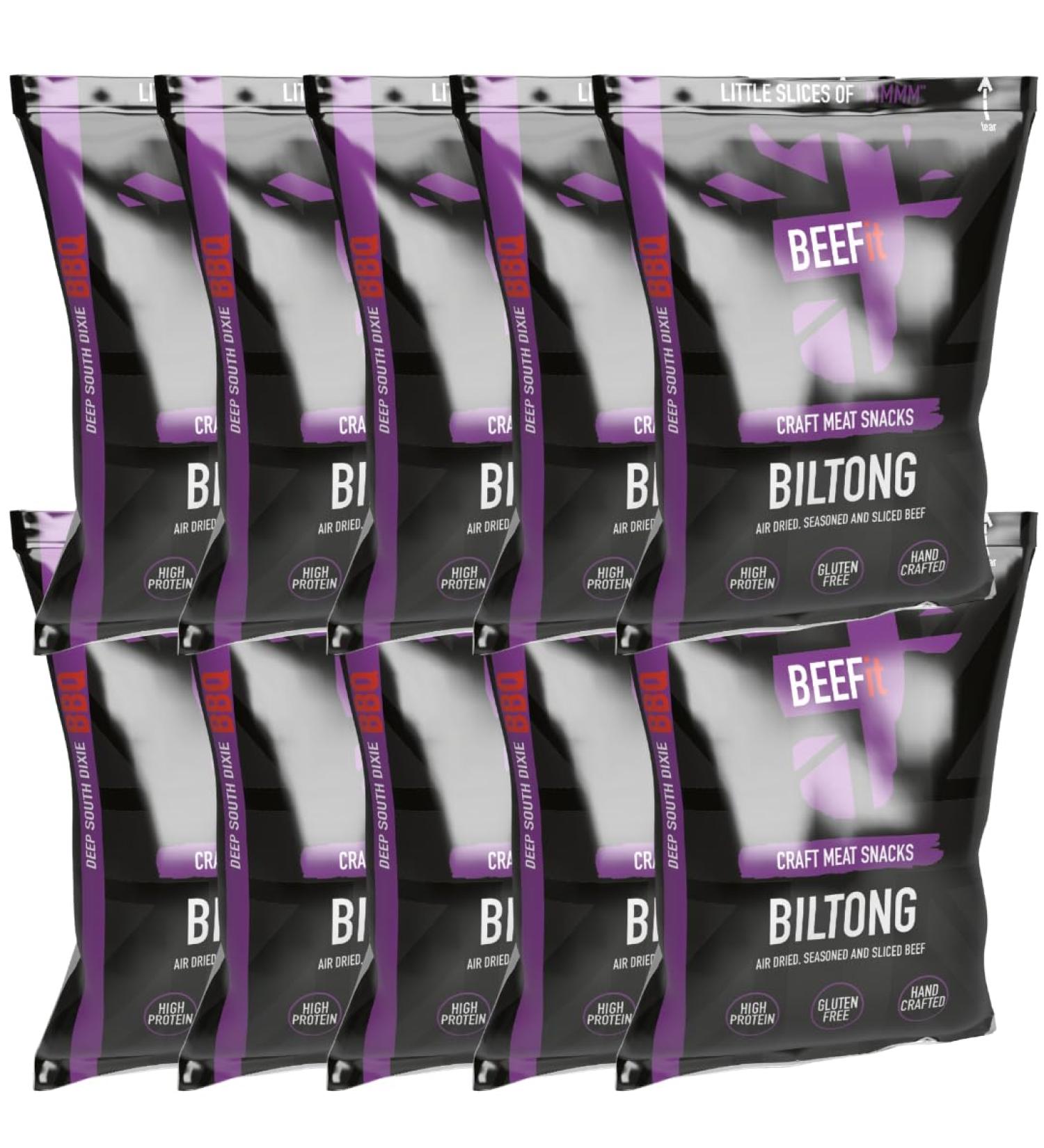 BEEFit BBQ Biltong Beef Jerky 10x30g - High Protein, Gluten Free, Keto Friendly - Buy Online on SooperMarket.com