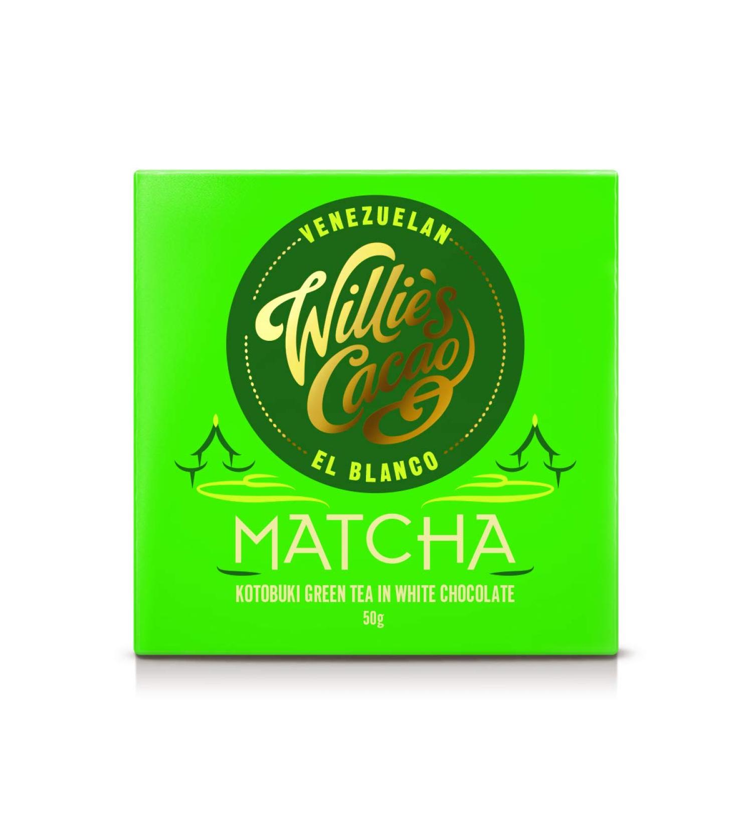 Willie's Cacao Matcha Kotobuki Green Tea in White Chocolate Bar 50 g