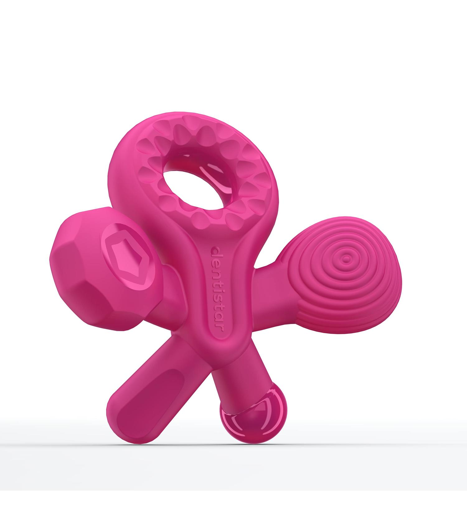 Smilo Champ Baby Teether - Soft Silicone Teething Toy for Babies 3+ Months - 5 Textured Structures for Gum Massage - Plum - Buy Online on SooperMarket.com