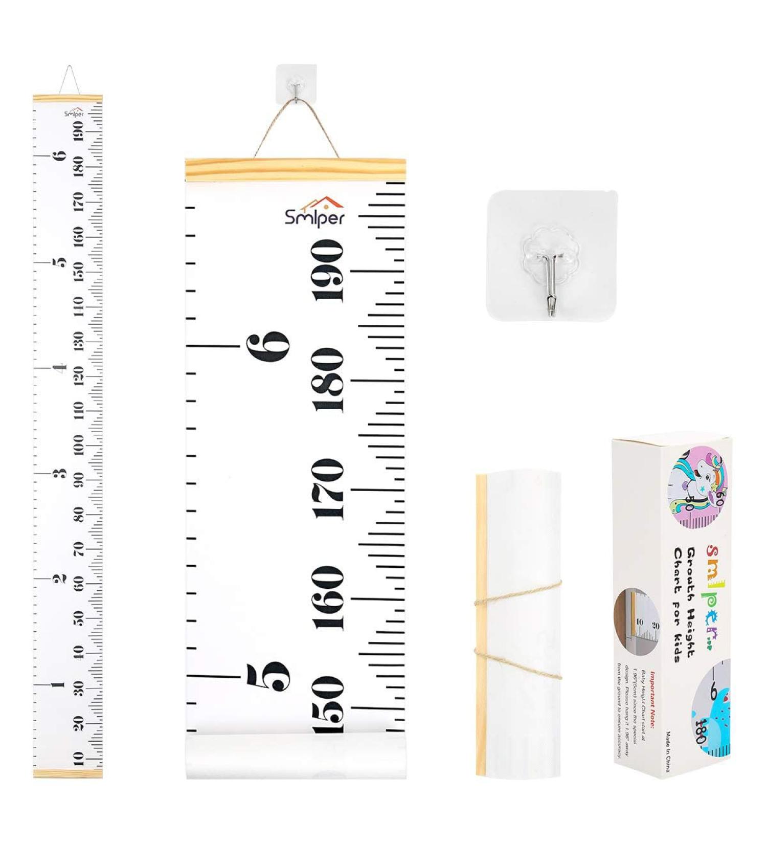 Smlper Kids Height Chart Wall Hanging Ruler Canvas Growth Baby Nursery Decor 79x7.9 (Sun) White - Buy Online on SooperMarket.com