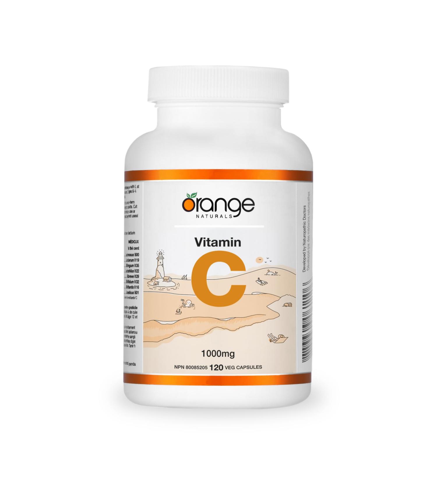 Orange Naturals Vitamin C 1000mg 120 V-Caps Non-GMO Ascorbic Acid Supplement Promotes Overall Wellness Antioxidant Support Helps Maintain Healthy Bones and Teeth High-Quality Vitamin C Formula - Buy Online on SooperMarket.com